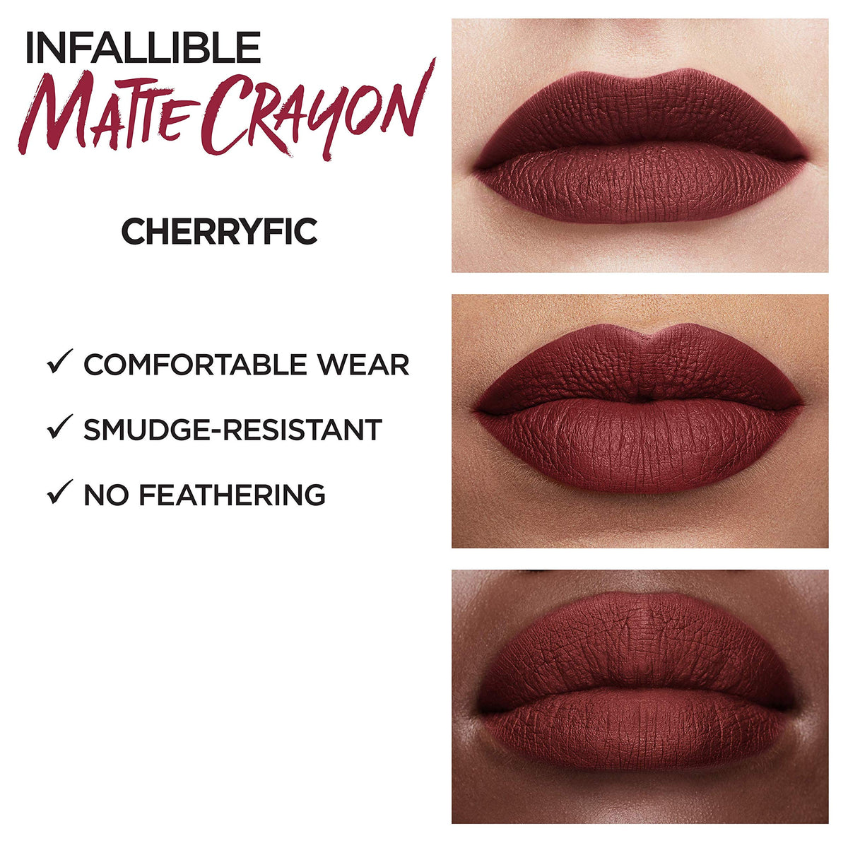 L’Oréal Paris Infallible Matte Lip Crayon, Cherryific (Packaging May Vary) Beauty & Personal Care L'Oreal Paris