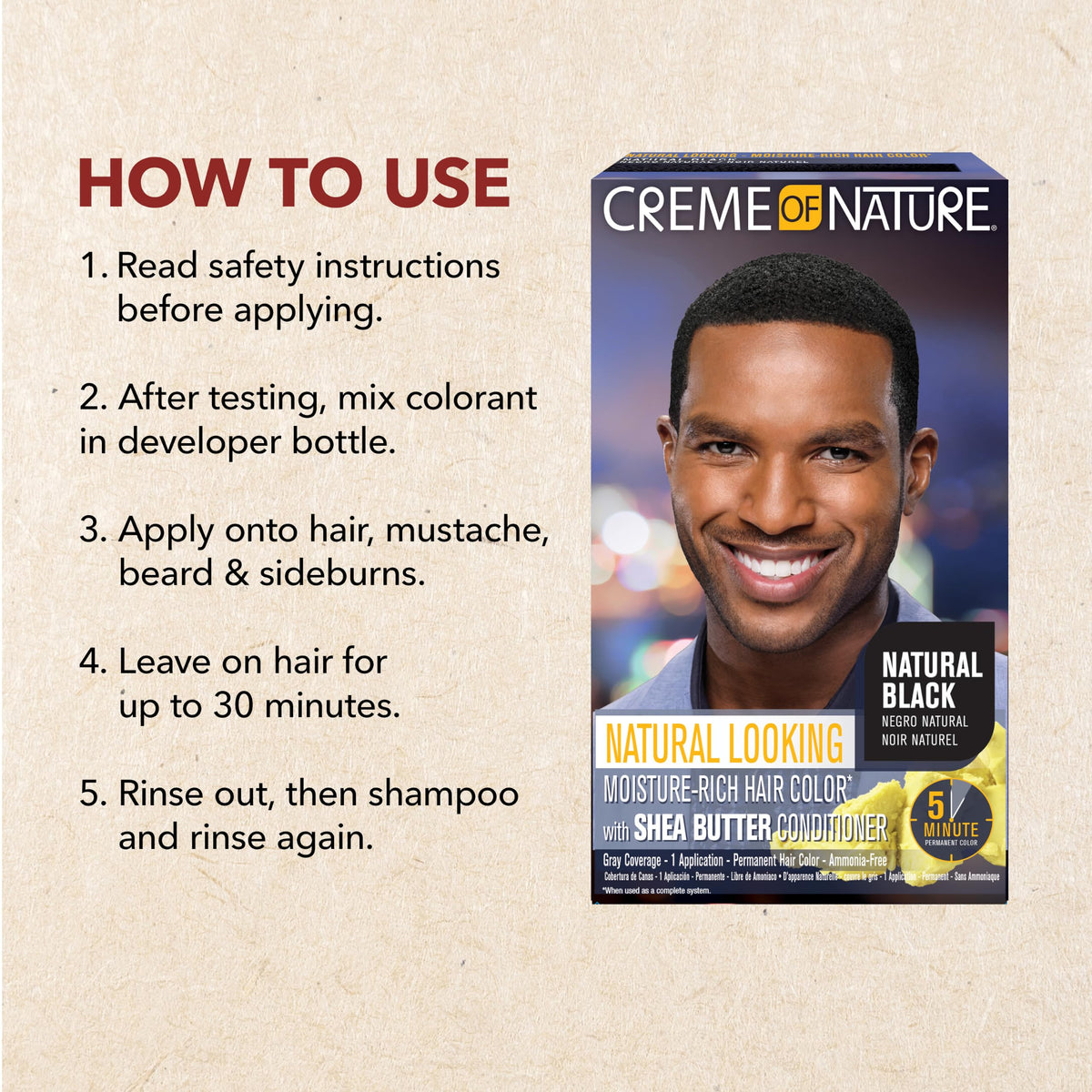 Creme of Nature Moisture-Rich Liquid Hair Color for Men, Natural Black, 1pk