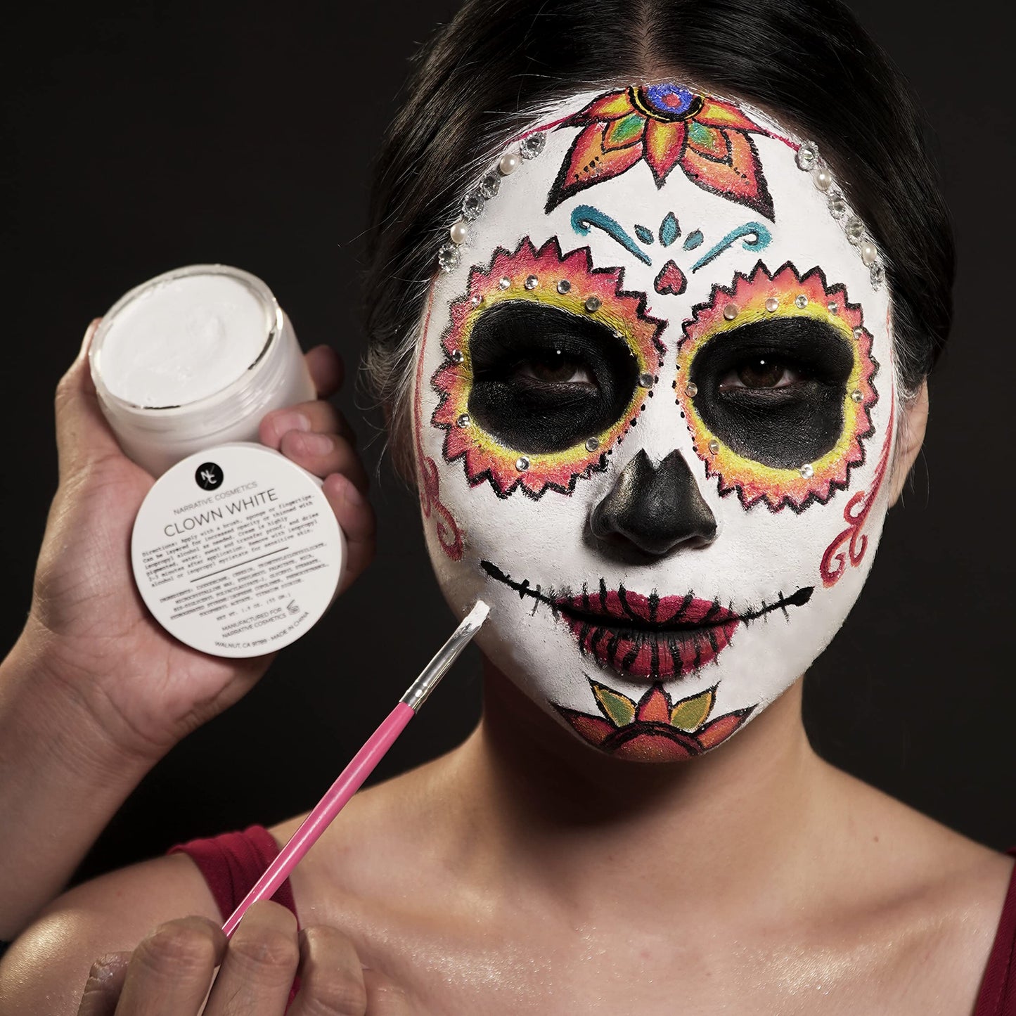 Narrative Cosmetics Clown White Cream Makeup, Quick Drying Professional Face Paint for the Stage, Film, Halloween, and Cosplay, 1.9 Oz. Beauty & Personal Care Narrative Cosmetics