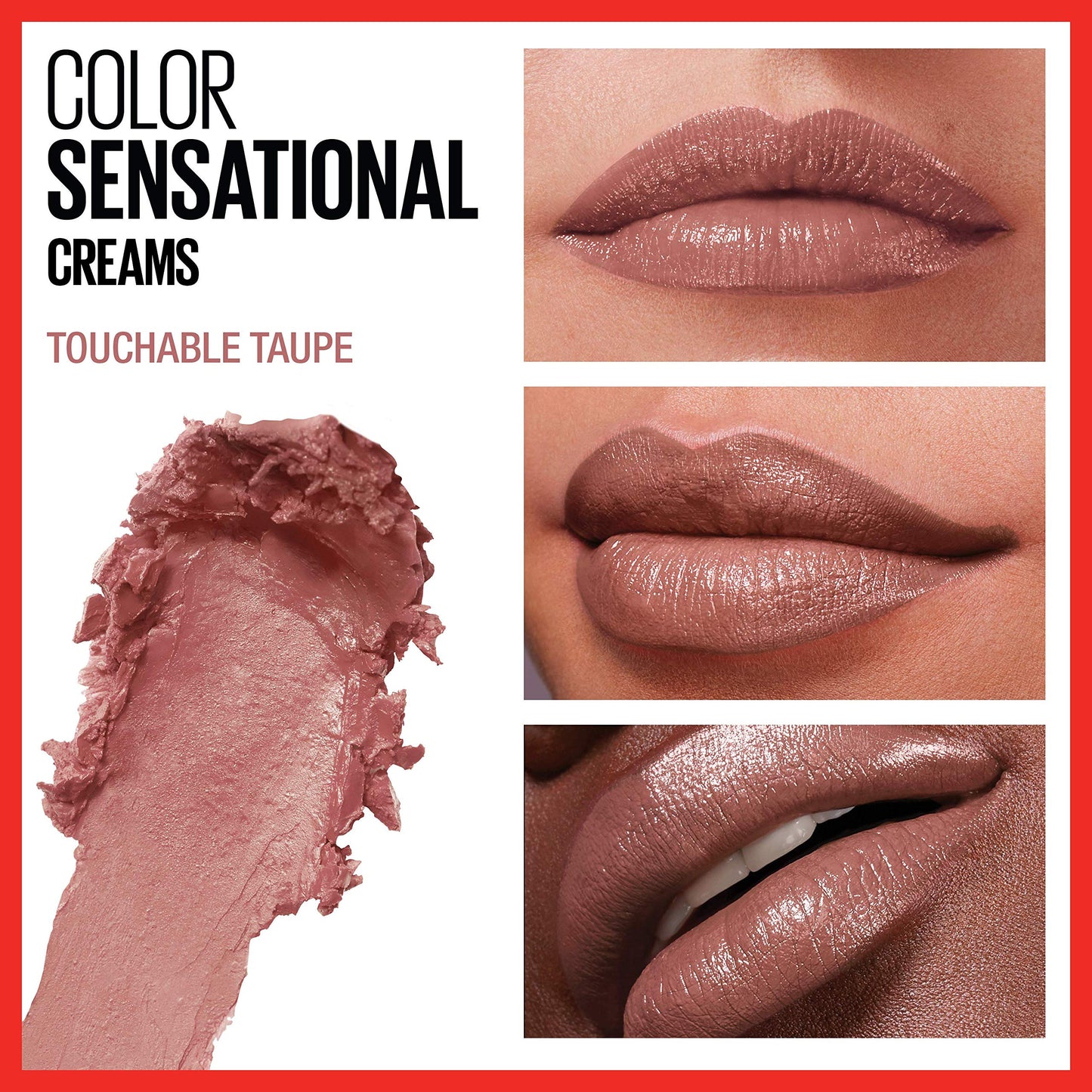 Maybelline Color Sensational Lipstick, Lip Makeup, Cream Finish, Hydrating Lipstick, Touchable Taupe, Nude ,1 Count Beauty & Personal Care MAYBELLINE