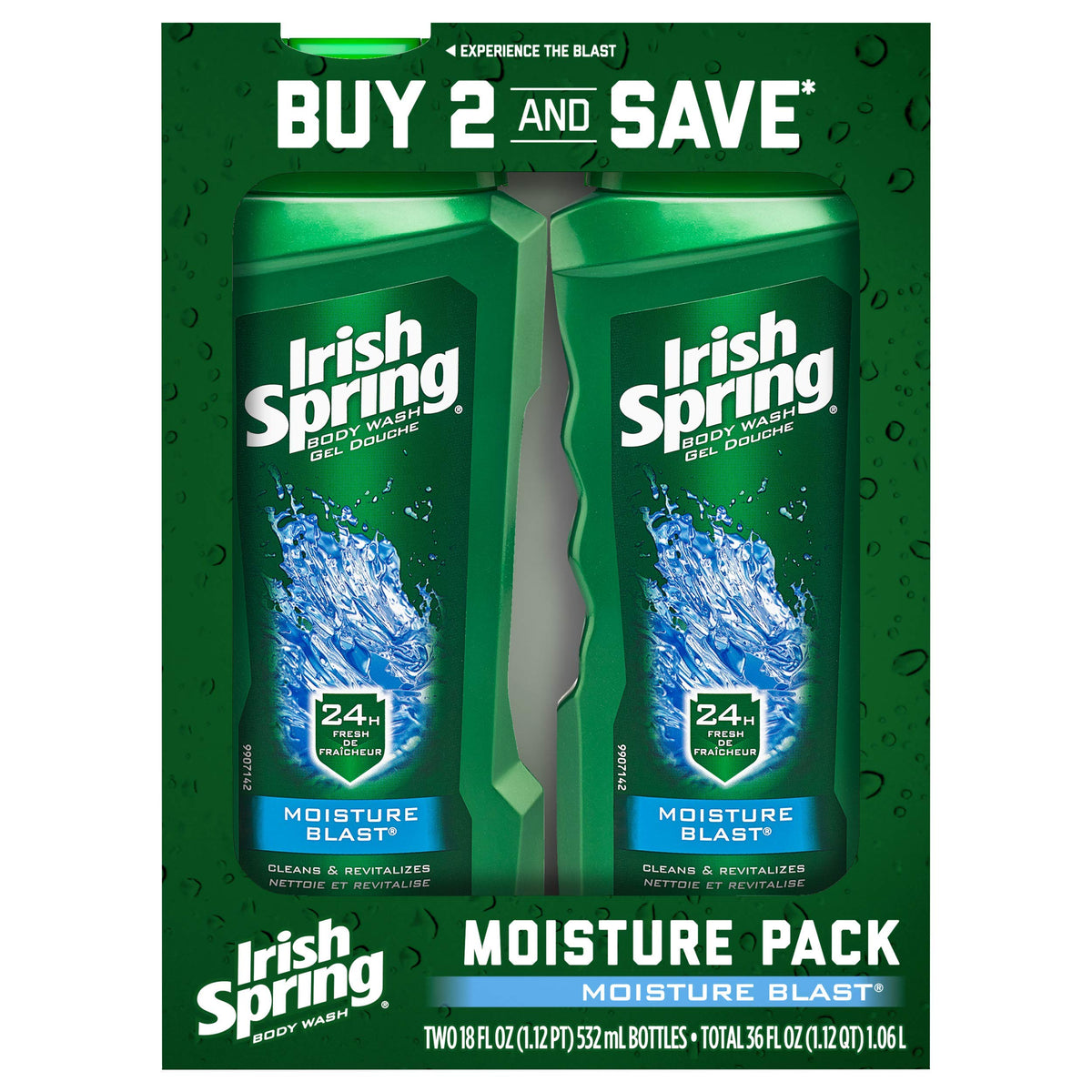 Irish Spring Moisturizing Men's Body Wash Shower Gel, Moisture Blast - 18 Fluid Ounce (2 Pack) Beauty & Personal Care Irish Spring