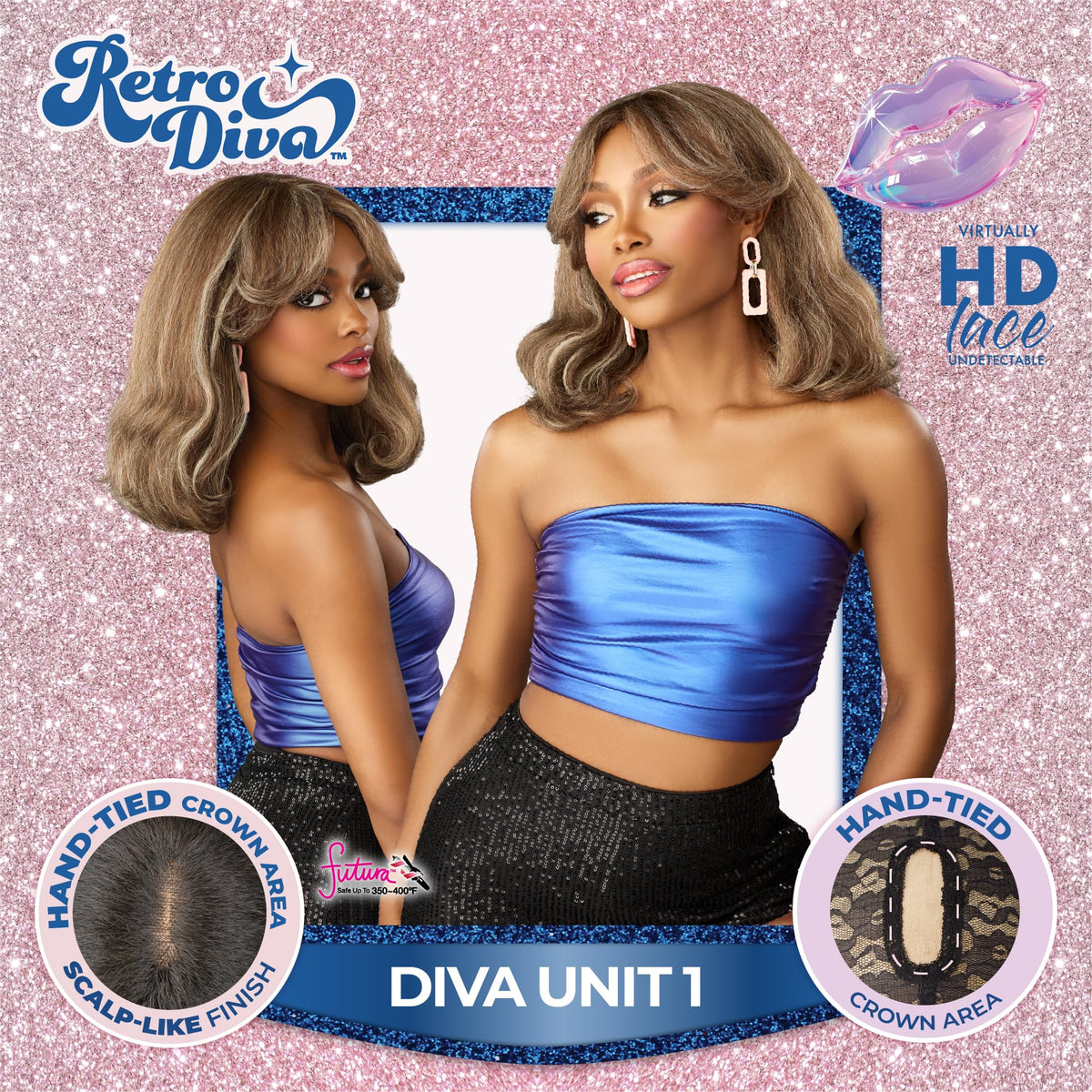 Sensationnel Glamora Lace Crown Wig-Retro Diva Unit 1, 2 DARKBROWN