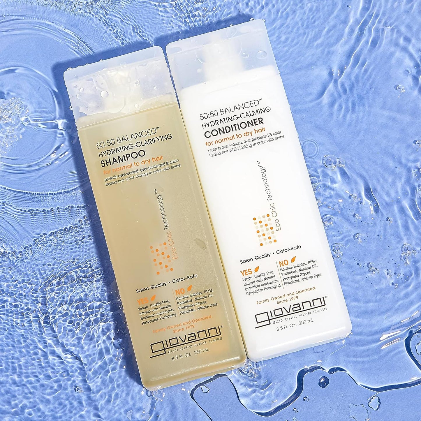 GIOVANNI Eco Chic 50:50 Travel Size Hydrating Shampoo & Conditioner Set - Leaves Hair pH Balanced for Over-Processed Hair, Moisturizes & Protects Beauty & Personal Care GIOVANNI