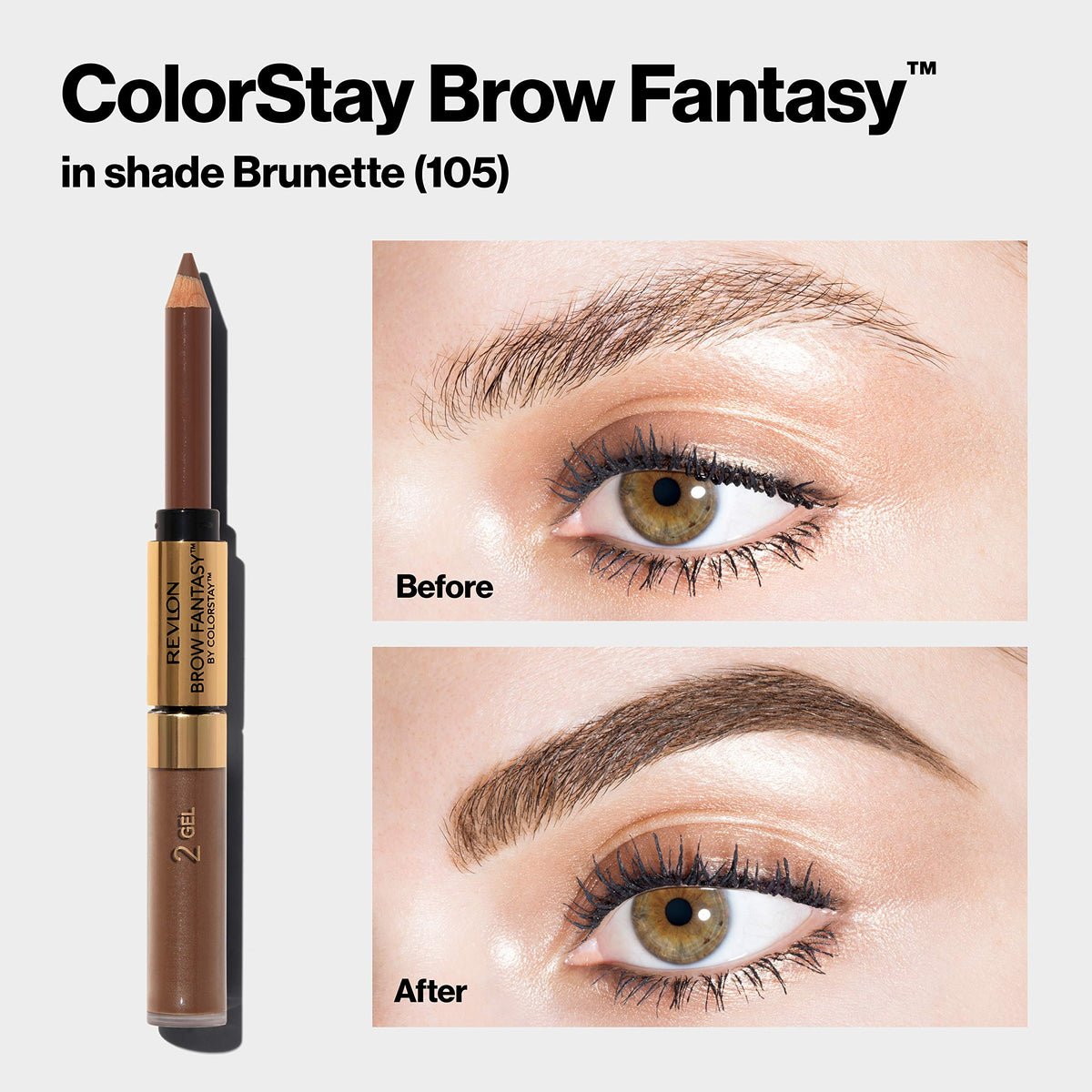 Revlon Eyebrow Gel & Pencil, ColorStay Brow Fantasy 2-in-1 Eye Makeup, Longwearing with Precision Tip, 104 Dark Blonde, 0.04 Oz Beauty & Personal Care REVLON
