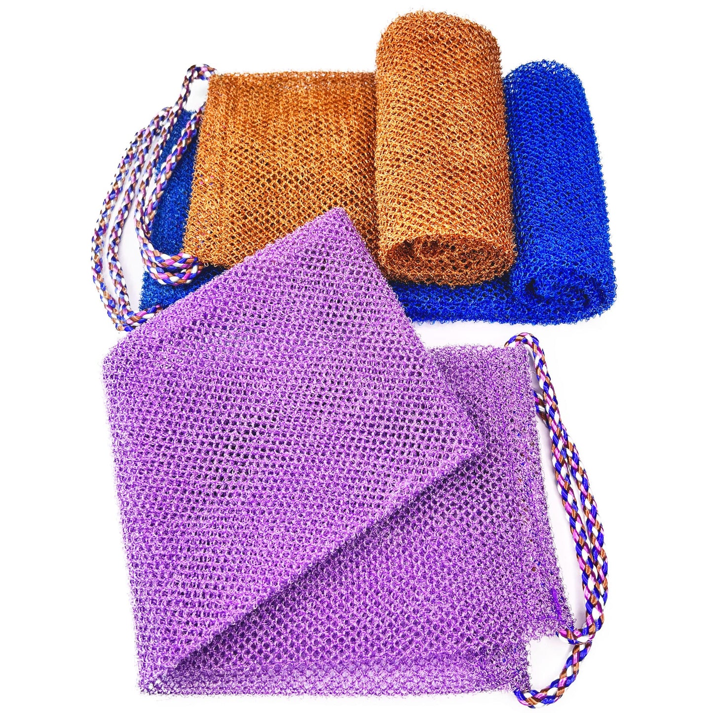 African Exfoliating Net, 3 Pieces Super Exfoliating Home Spa Weave Back Exfoliating Scrubber for Shower - Body Wash Cloths Deep Clean & Invigorate Beauty and Personal Care Mr.Cui'shop