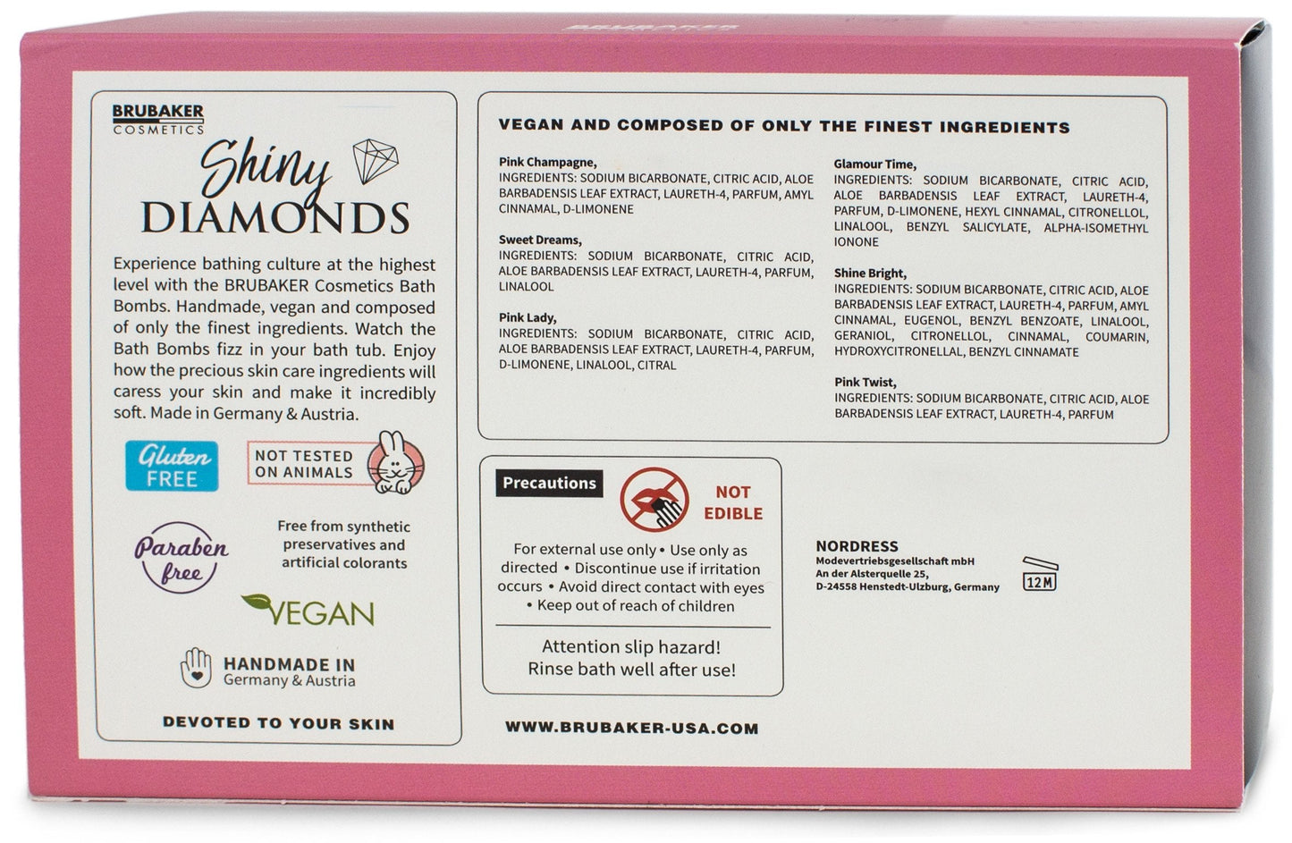 BRUBAKER Bath Bombs Gift Set "Shiny Diamonds" - 6 Handmade Luxury Spa Bath Fizzies - All Natural, Vegan, Organic Ingredients - Aloe Vera Moisturizes Beauty and Personal Care BRUBAKER