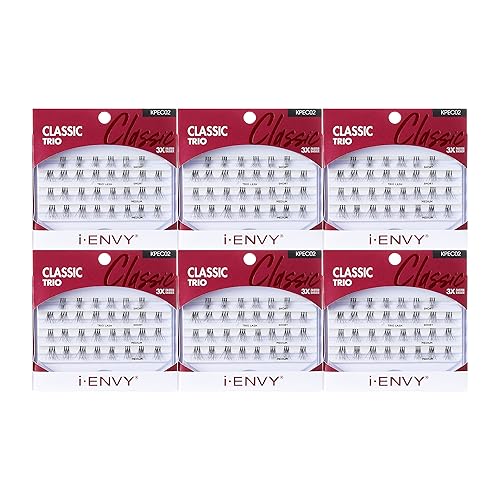 i-ENVY by KISS Trio Lash Classic Medium 30 Lashes (Pack of 6) Natural Style 3X Faster Easier Application Beauty & Personal Care i•ENVY