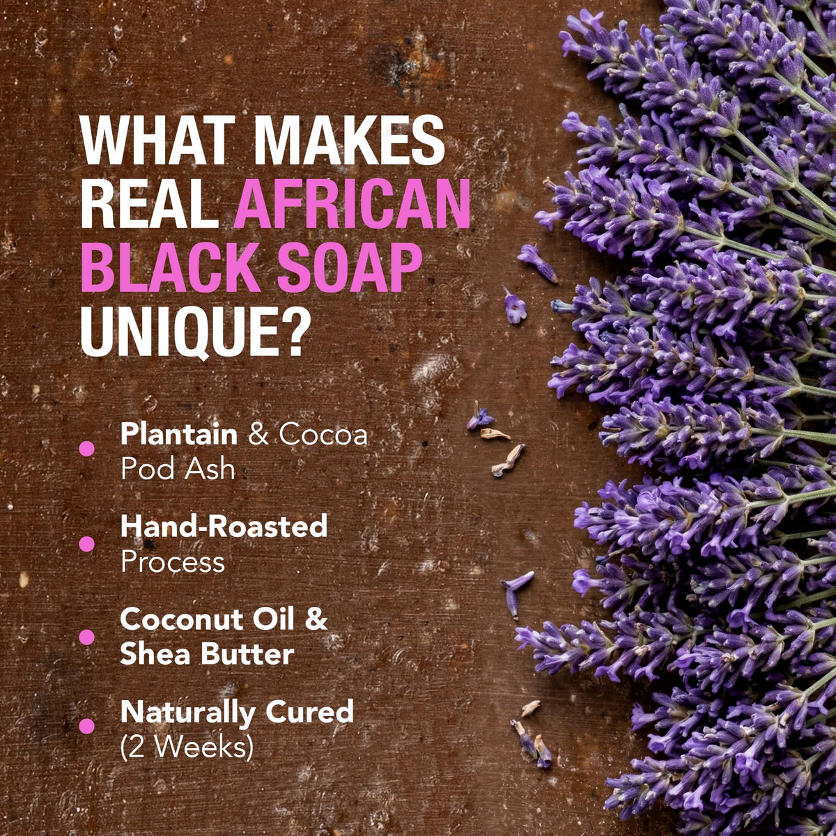 Ashanti Naturals African Black Soap Bar | Scented Natural Black Soap with Raw Shea Butter and Coconut Oil - 2pk 4oz Bars (Lavendar) Beauty & Personal Care Ashanti Naturals
