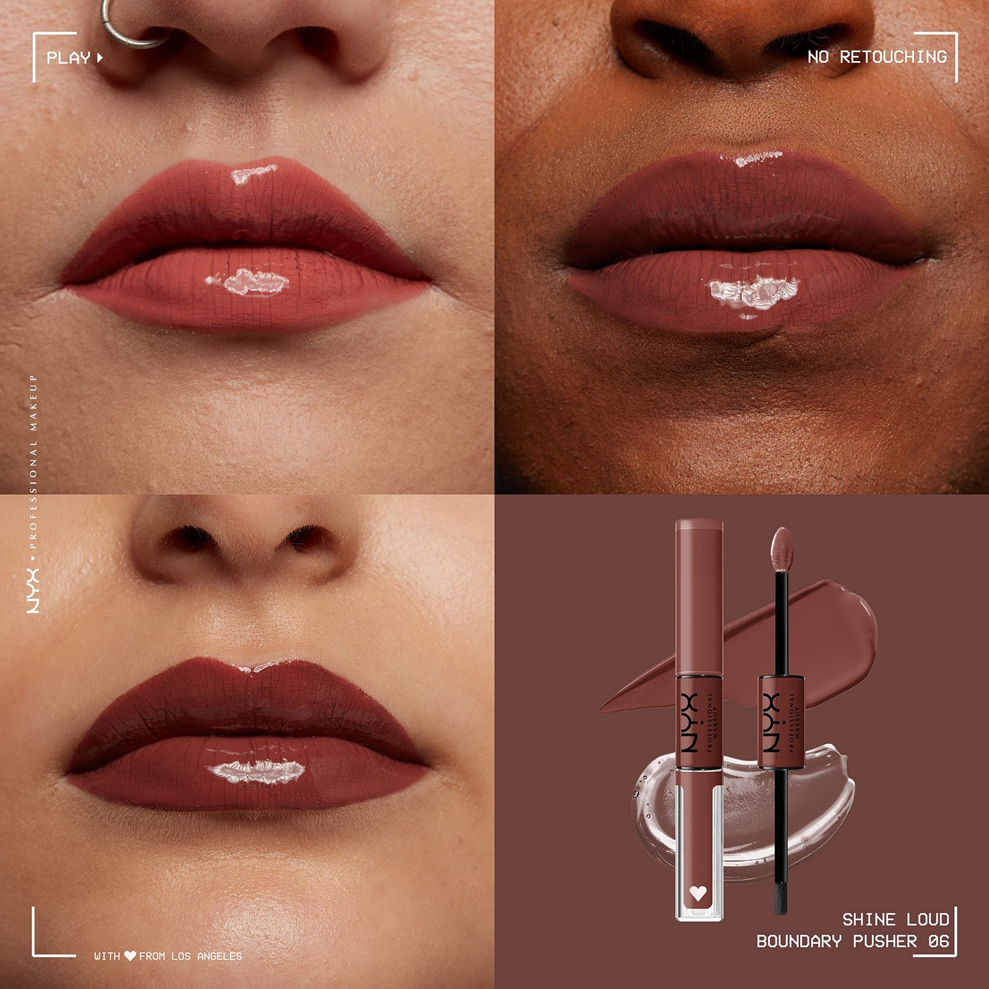NYX PROFESSIONAL MAKEUP Shine Loud, Long-Lasting Liquid Lipstick with Clear Lip Gloss - Boundary Pusher (Warm Brown) Beauty & Personal Care NYX PROFESSIONAL MAKEUP