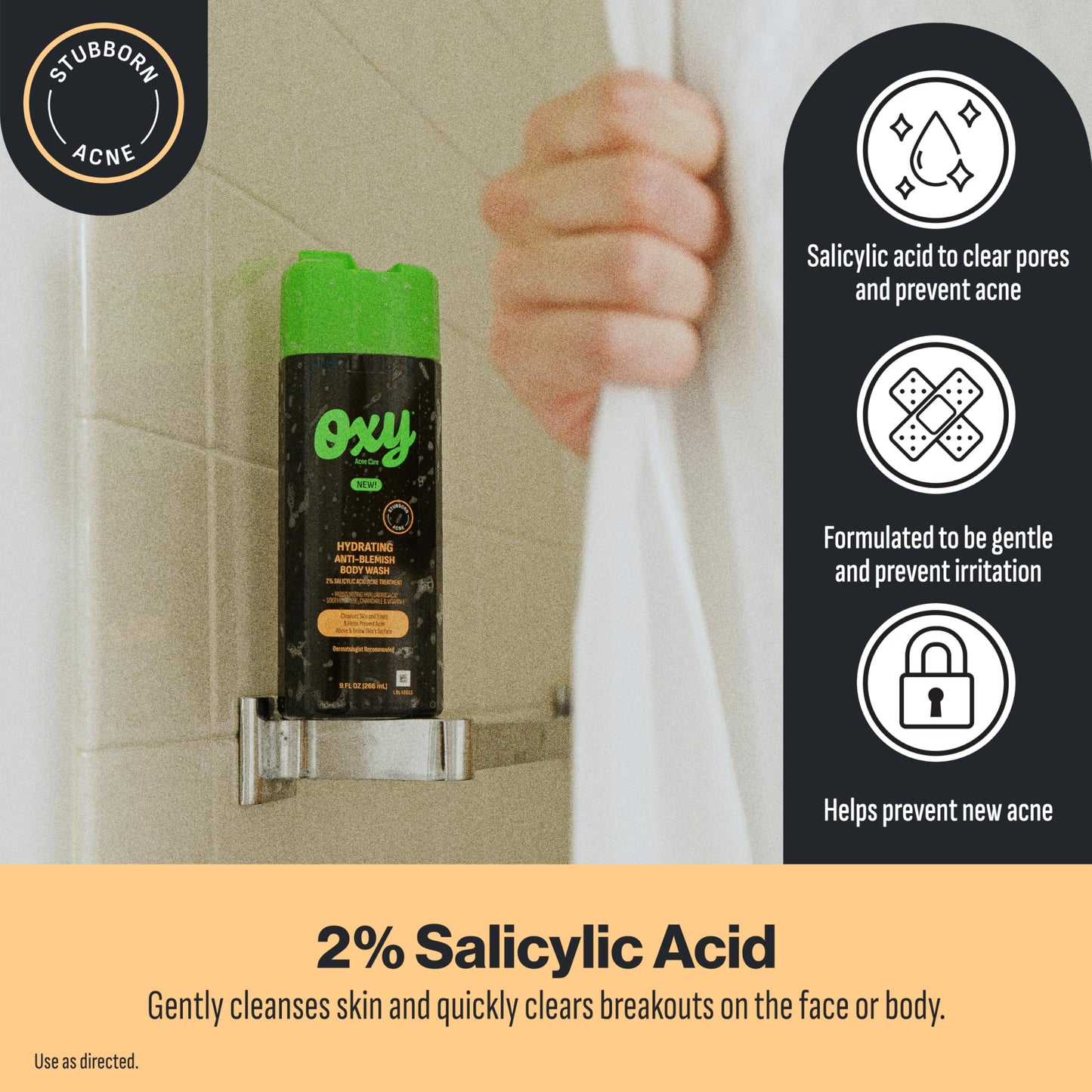 Oxy Stubborn Acne Anti-Blemish Body Wash Teens, 2% Salicylic Acid, Hydrating Face & Body Wash Clears & Prevents Breakouts, Fast-Acting Acne Treatment Beauty & Personal Care Oxy