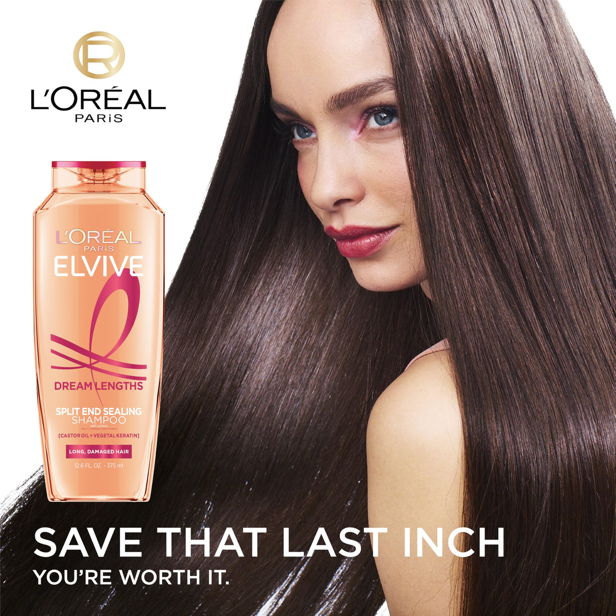 L'Oreal Paris Elvive Dream Lengths Restoring Shampoo with Fine Castor Oil and Vitamins B3 and B5 for Long, Damaged Hair, Visibly Repairs Damage Beauty & Personal Care L'Oreal Paris