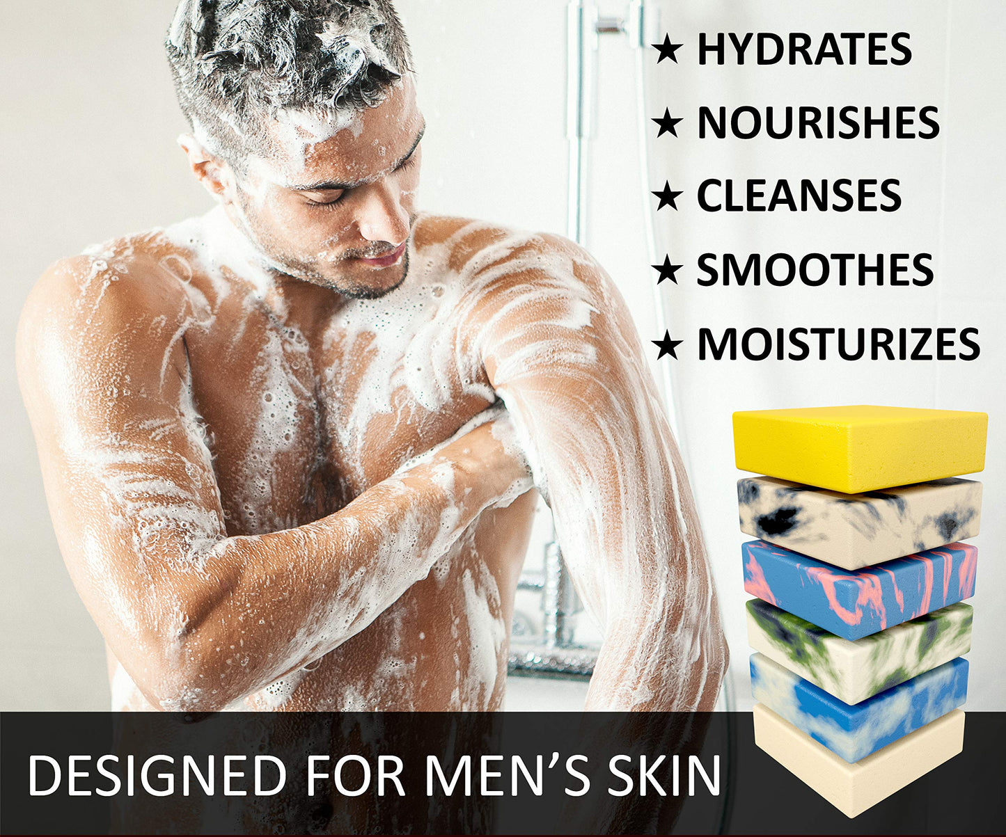 NATURAL AMERICAN SOLDIER Mens Bar Soap - Masculine Scents, 100% Natural Soap for Men - Essential Oils, Organic Shea Butter - Made in USA, Man Body Beauty & Personal Care NATURAL AMERICAN