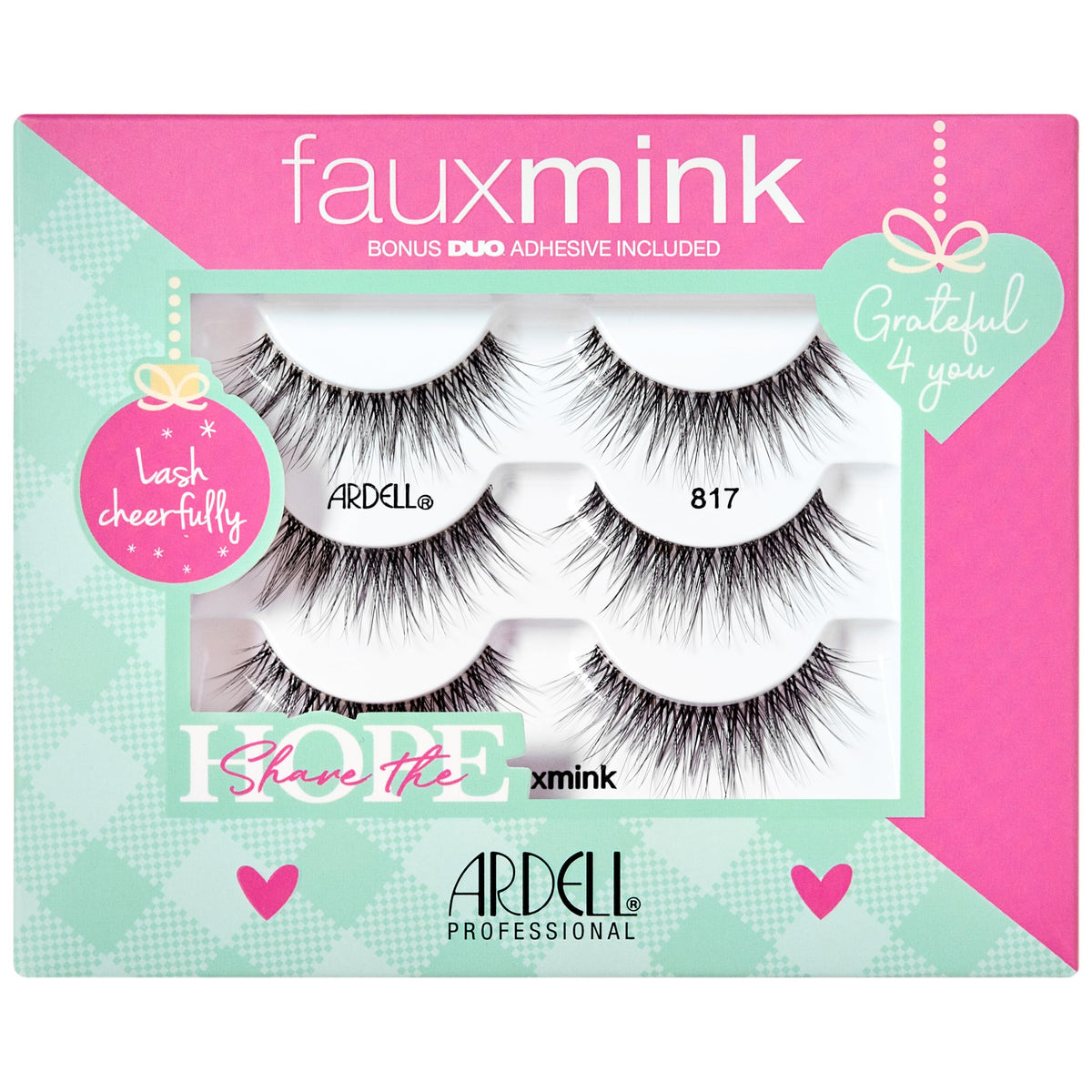 Ardell Faux Mink Lashes 817 - Soft Fluffy Wispy Strip Lashes for Natural Look False Eyelashes with Bonus Duo Adhesive, Cruelty-Free, Holiday Gift Set
