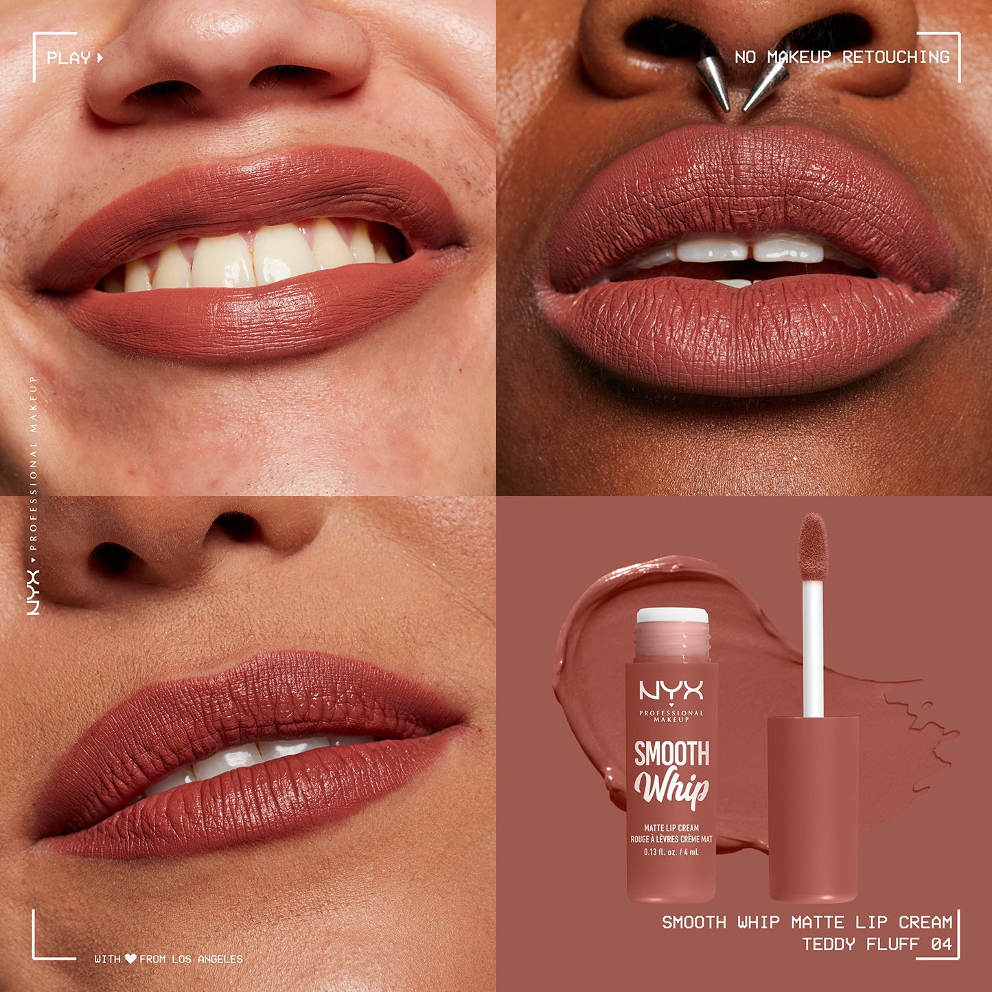 NYX PROFESSIONAL MAKEUP Smooth Whip Matte Lip Cream, Long Lasting, Moisturizing, Vegan Liquid Lipstick - Teddy Fluff (Midtone Pinky Brown) Beauty & Personal Care NYX PROFESSIONAL MAKEUP