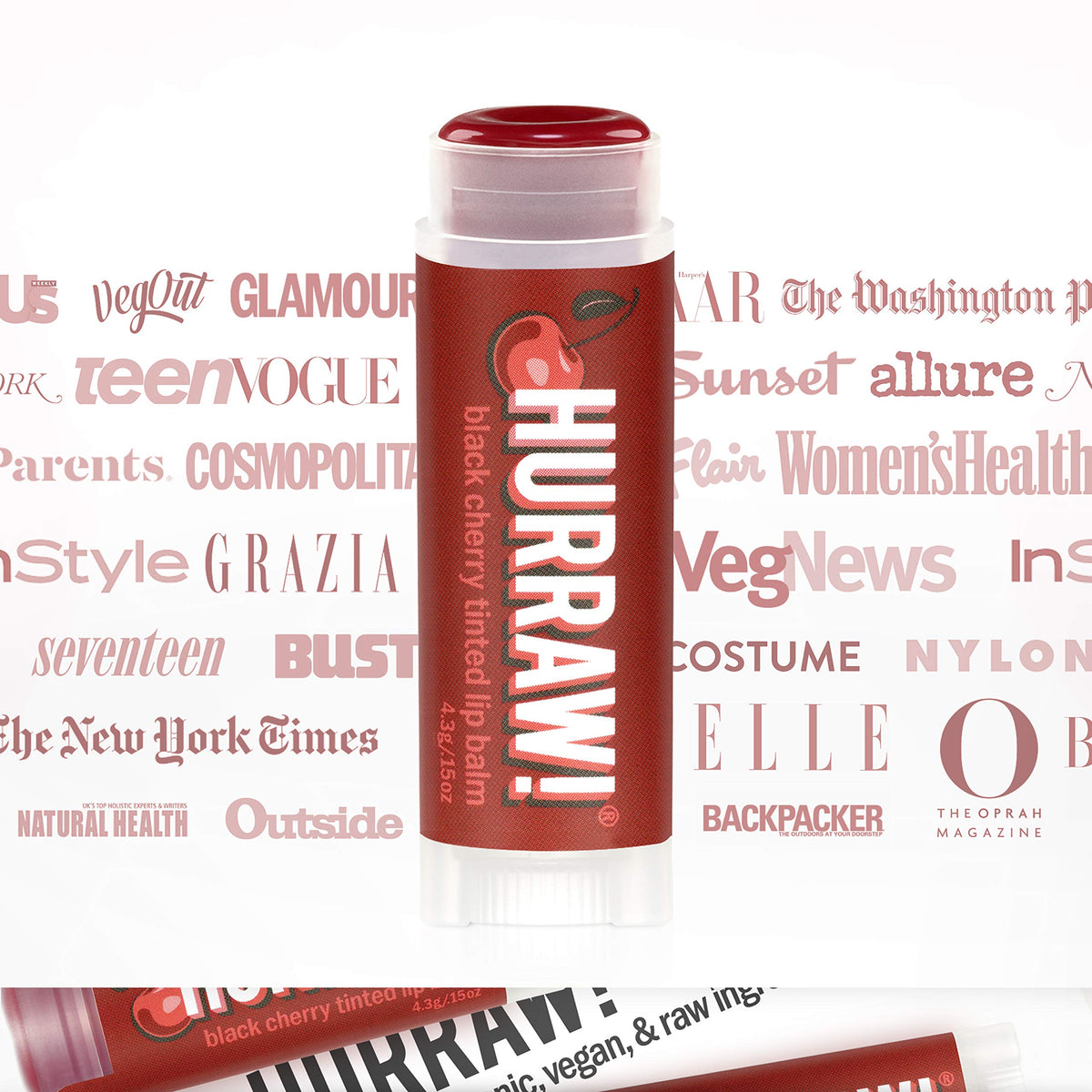 Hurraw! Black Cherry Tinted Lip Balm, 2 Pack: (Sheer Red Tint) Organic, Certified Vegan, Cruelty and Gluten Free. Non-GMO, 100% Natural Ingredients. Beauty & Personal Care HURRAW!