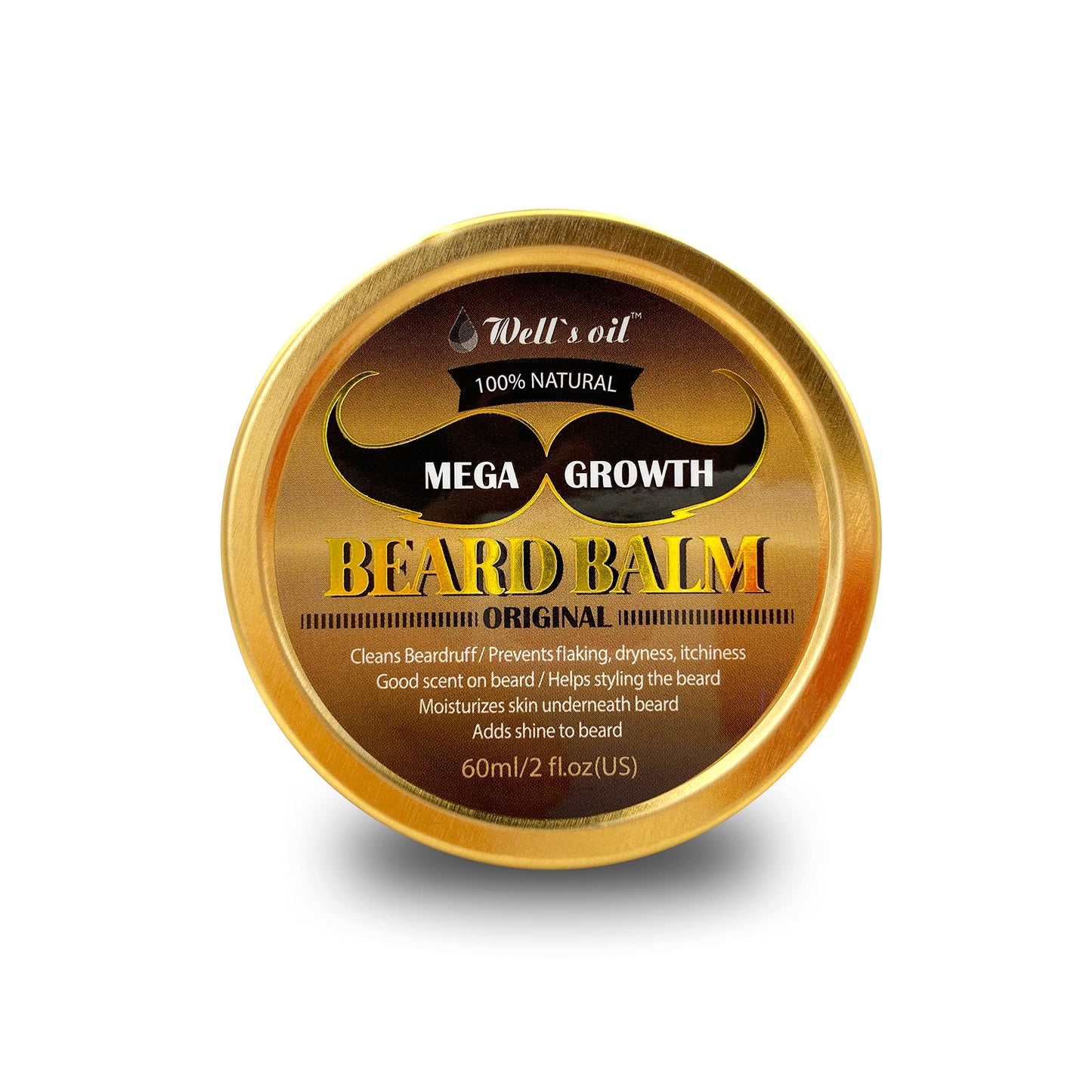Well's Oil Mega Growth Beard Balm (Original) | 2 fl oz | Beard Styling & Conditioning Balm | With Natural Oils Beauty & Personal Care Well's Oil