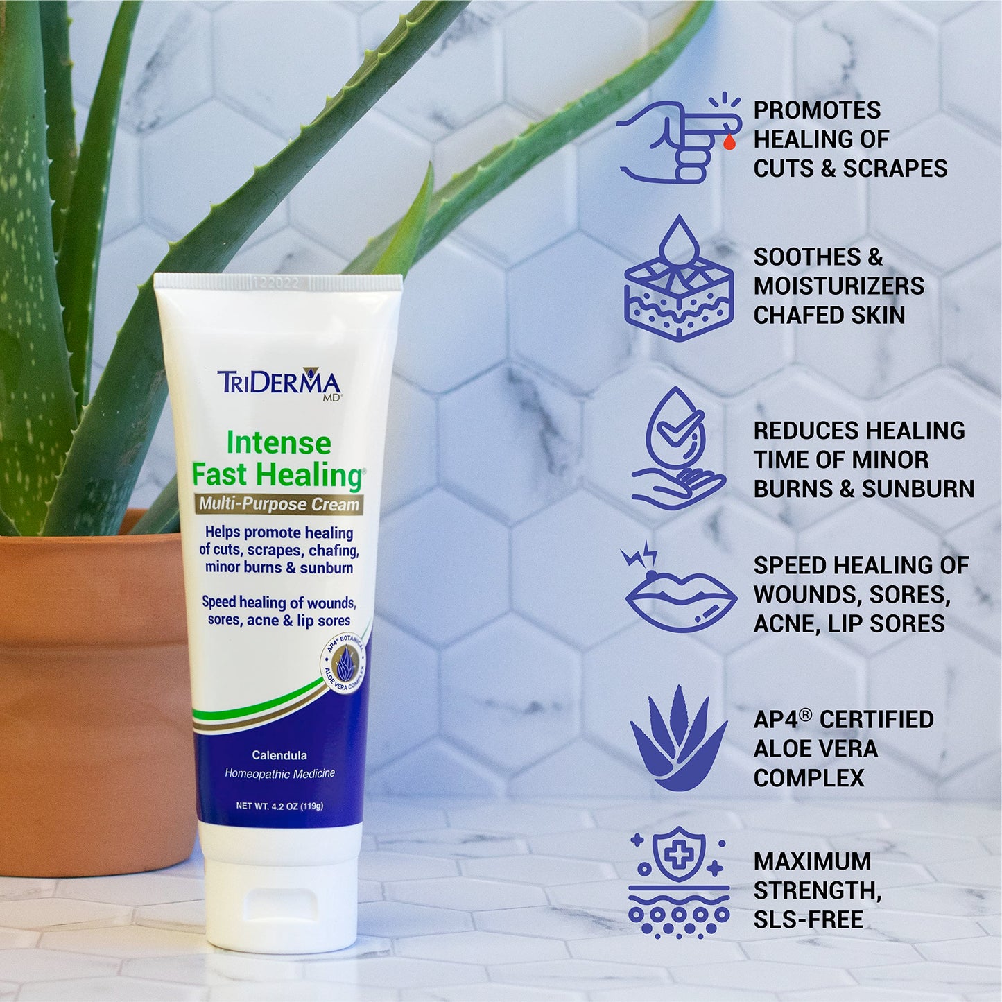 TriDerma Intense Fast Skin Healing Cream for Hard-to-Heal Skin Irritations, Sores, Rashes, Dry, Cracked Hands, Cuts, Chafing, Burns, Scrapes - First Beauty & Personal Care TriDerma