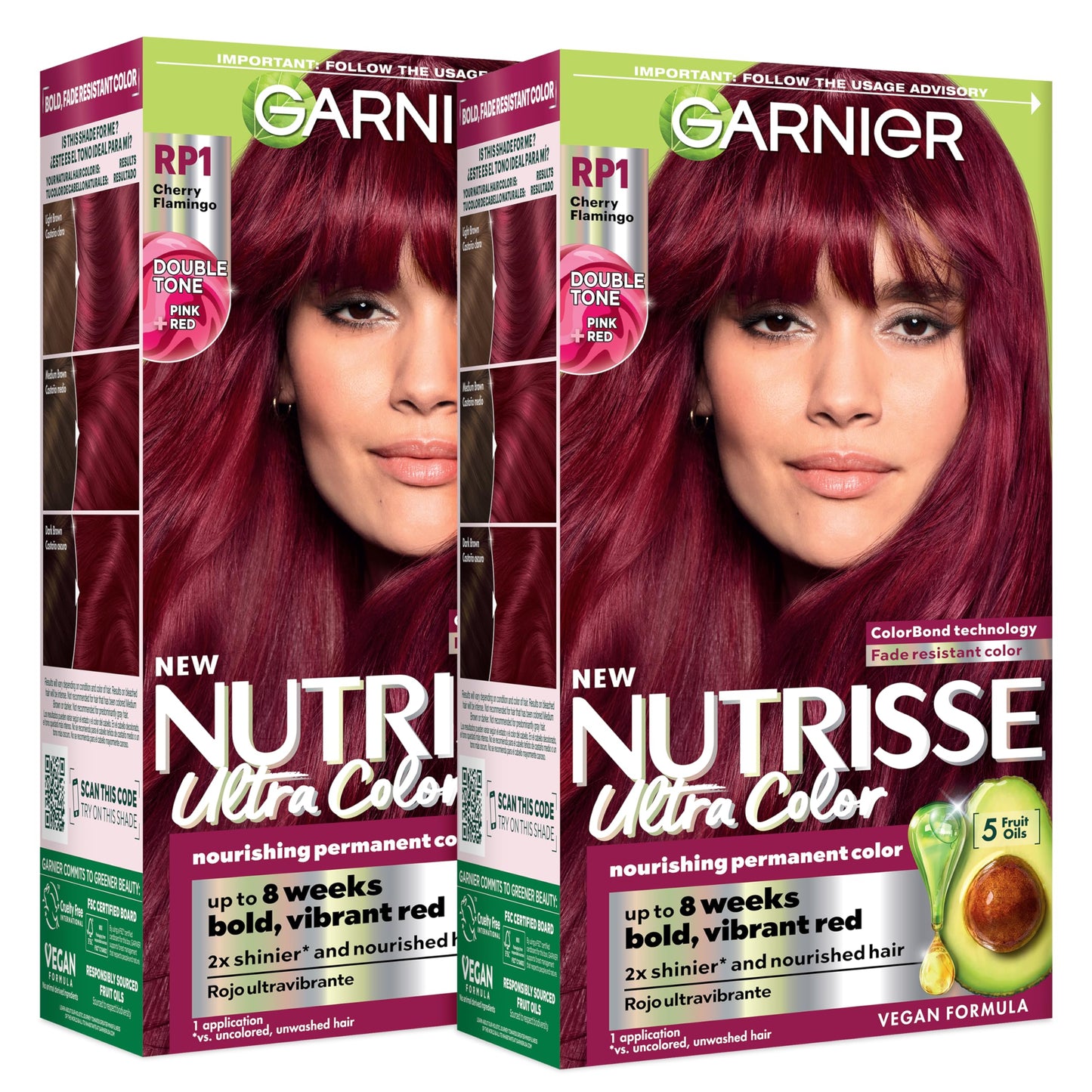 Garnier Nutrisse Ultra Color Hair Color, Permanent Hair Dye for Up to 8 Weeks of Bold, Vibrant, Fade-Resistant Results, Vegan & Cruelty-Free, RP1 Dark Beauty & Personal Care Garnier