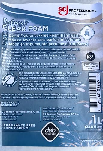 SC Johnson Professional REFRESH CLEAR FOAM HAND SOAP 1 LITER, Pack of 1 Beauty & Personal Care SC Johnson Professional