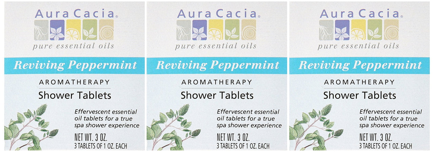 Aura Cacia Aromatherapy Shower Tablets, Reviving Peppermint 3 ea (Pack of 4) Beauty & Personal Care Aura Cacia