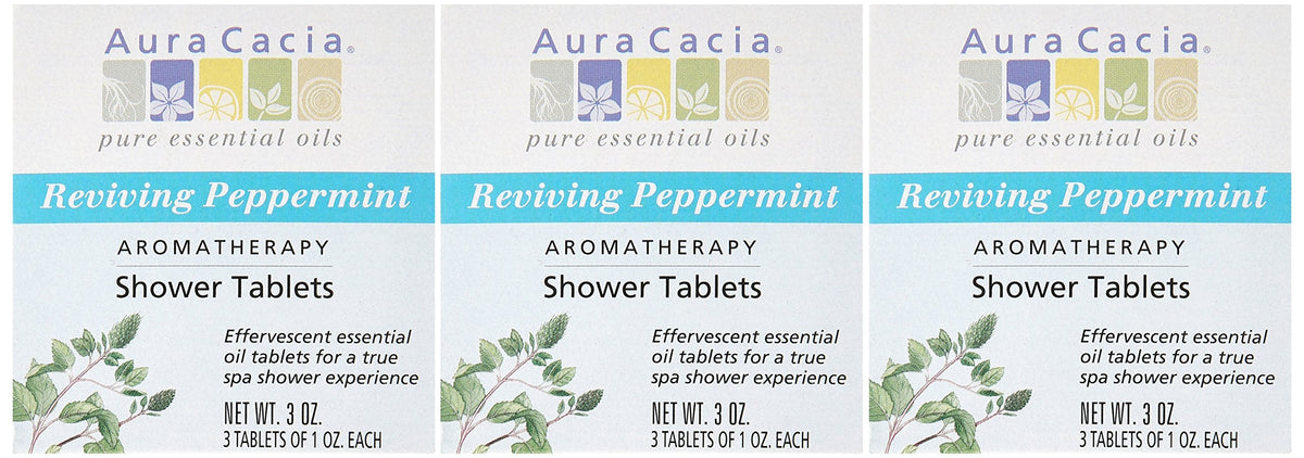 Aura Cacia Aromatherapy Shower Tablets, Reviving Peppermint 3 ea (Pack of 4) Beauty & Personal Care Aura Cacia