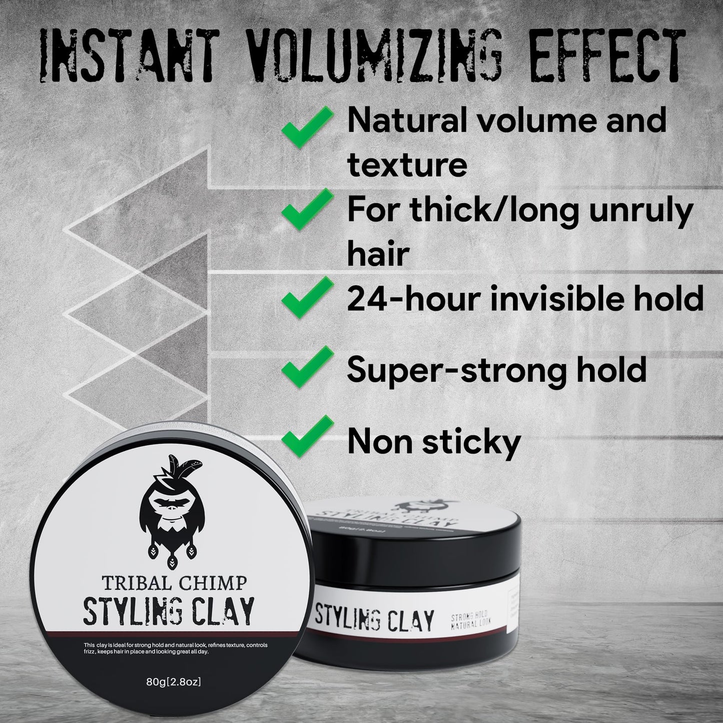 Tribal Chimp Hair Styling Clay - Super Strong Hold Matte Clay for Men & Women, Non-Sticky, Textured, Instant Volume & Thickening, Ideal for all Hair Beauty & Personal Care Tribal Chimp