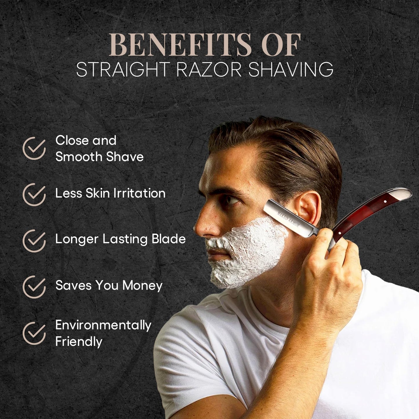 Naked Armor Gaheris Straight Razor Kit - Complete Shaving Kit with Shave Ready Straight Razors for Men, Strop, Stand, Soap, Brush, Bowl, Case, Wet Beauty and Personal Care Naked Armor