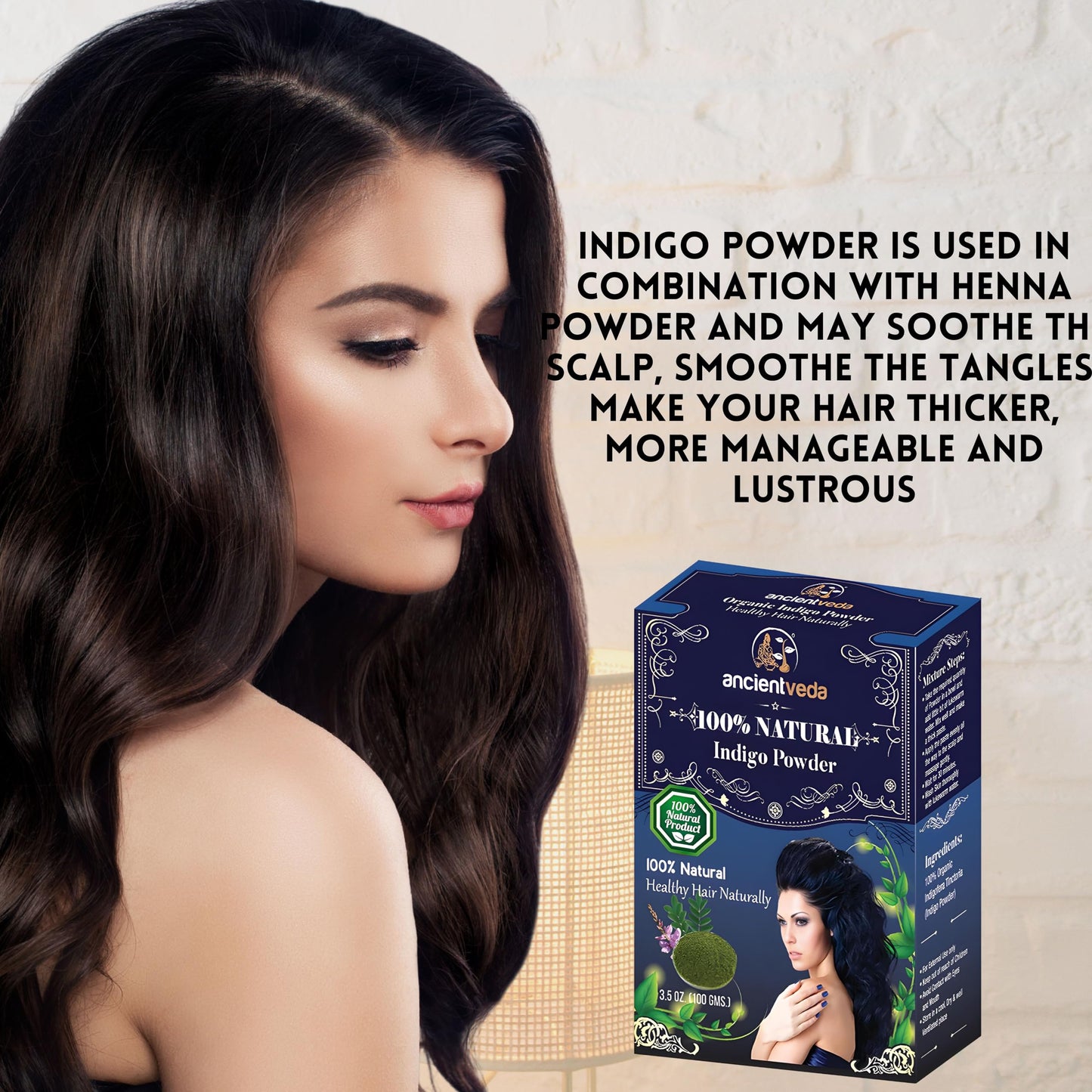 ANCIENT VEDA Natural Hair Powders | Non-GMO & Gluten Free | 100% Antioxidants Organic Hair Growth Treatment | Reduce the Appearance Hair Cleansing | Beauty & Personal Care Ancientveda