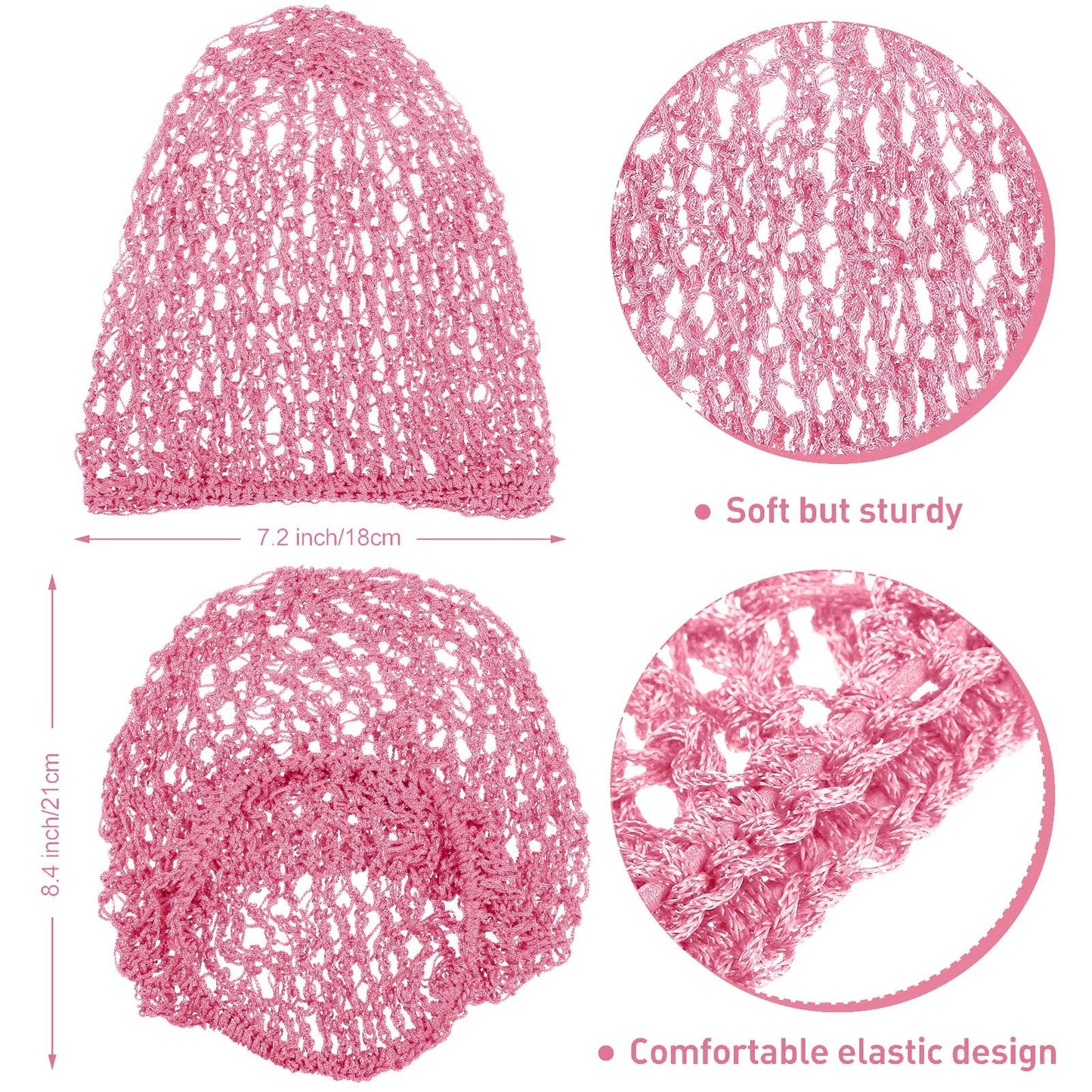 Waydress 2 Pcs Hair Nets Snood for Women Food Service Worker Sleeping Long Hair Cap Mesh Crochet Hairnet Tubi Wrap Rayon Knit(Pink) Beauty and Personal Care Waydress