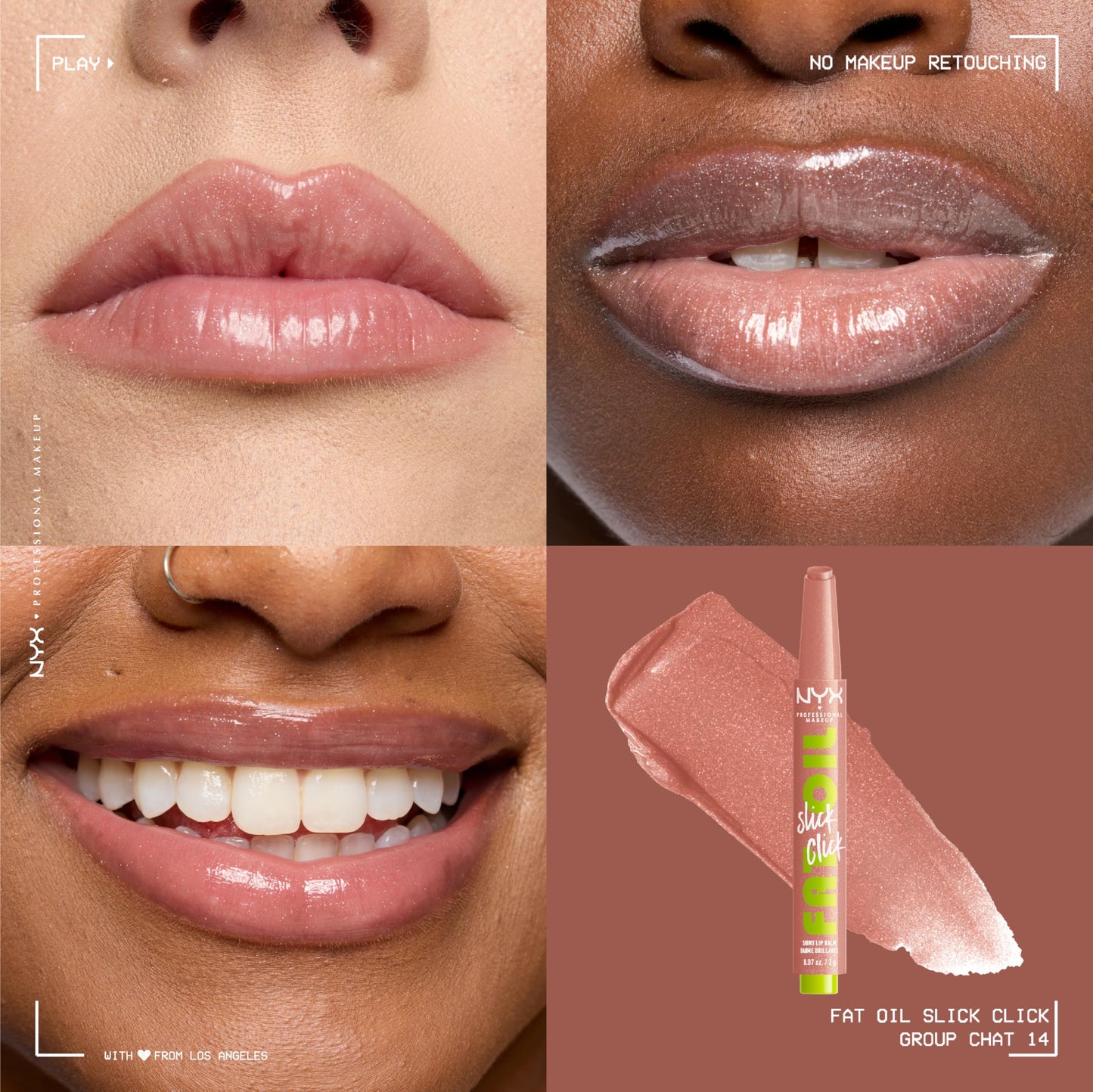 NYX PROFESSIONAL MAKEUP Fat Oil Slick Click, Lightweight, Buildable Pigmented Vegan Lip Balm - Group Chat (Nude) Beauty and Personal Care NYX PROFESSIONAL MAKEUP