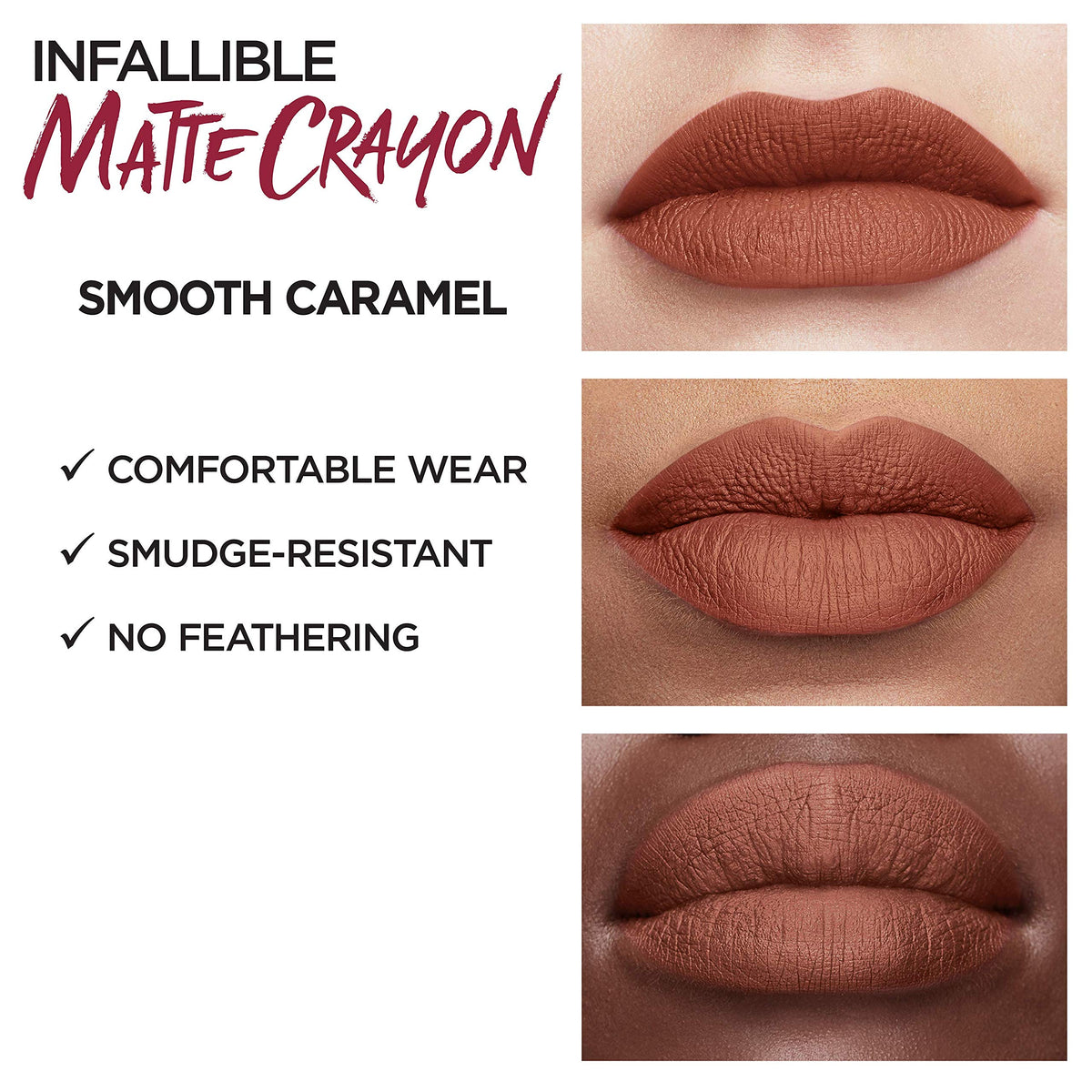 L’Oréal Paris Infallible Matte Lip Crayon, Smooth Caramel (Packaging May Vary) Beauty & Personal Care L'Oreal Paris