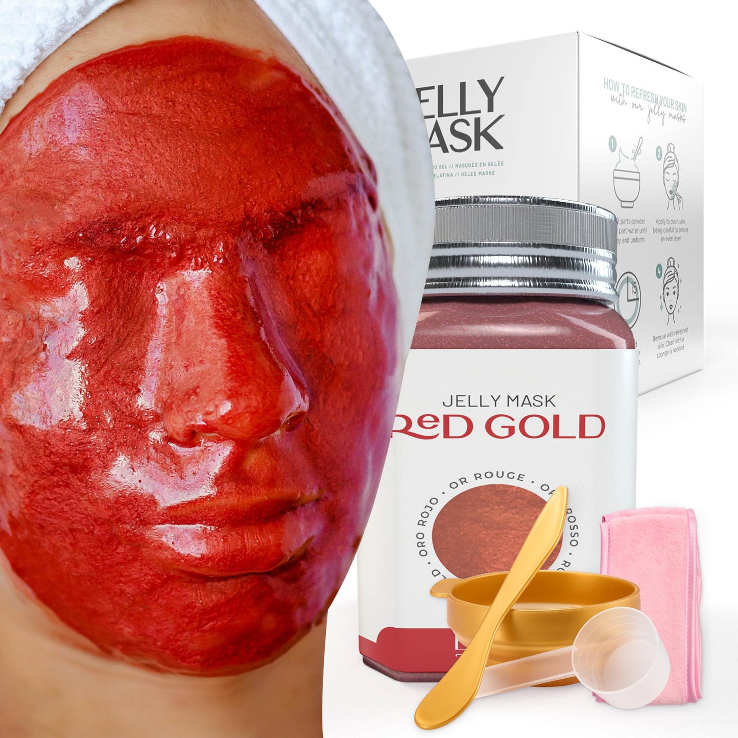 BRÜUN Jelly Mask Jar Red Gold Lactic AC AHA Peel-Off Face Care Rubber Mask | 23 fl oz Skin Care Moisturizing Gel Mask Jar Spa Set Beauty & Personal Care BRÜUN