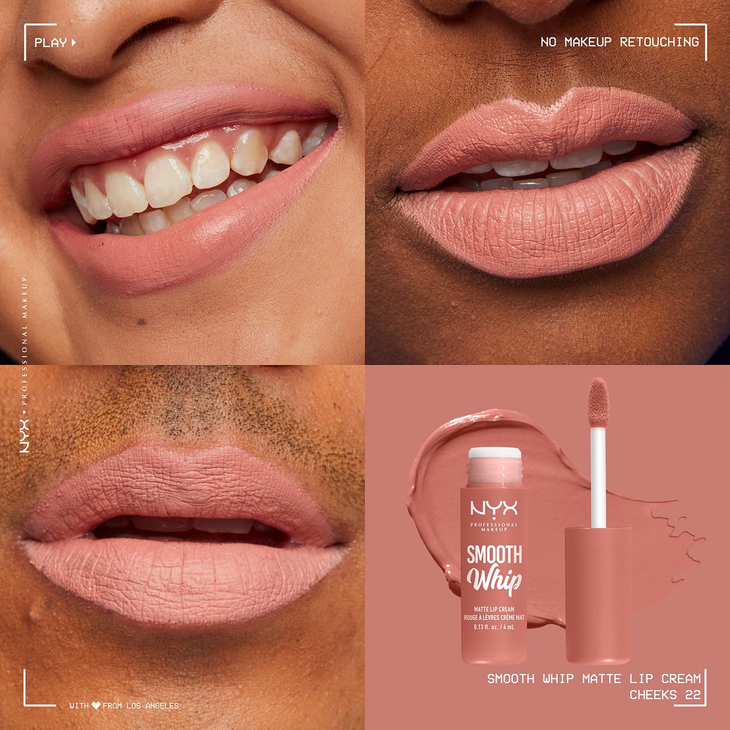 NYX PROFESSIONAL MAKEUP Smooth Whip Matte Lip Cream, Long Lasting, Moisturizing, Vegan Liquid Lipstick - Cheeks (Soft Pinky Nude) Beauty & Personal Care NYX PROFESSIONAL MAKEUP