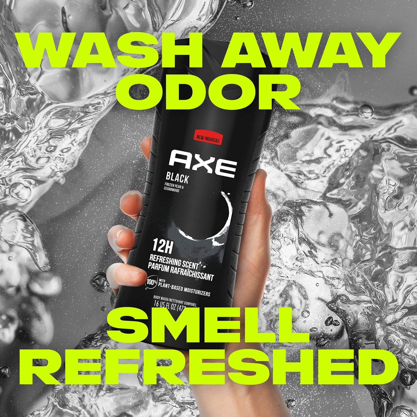 AXE Body Wash 12h Refreshing Scent Cleanser Black Frozen Pear and Cedarwood Men's Body Wash with 100 percent Plant-Based Moisturizers 16 oz Beauty & Personal Care AXE