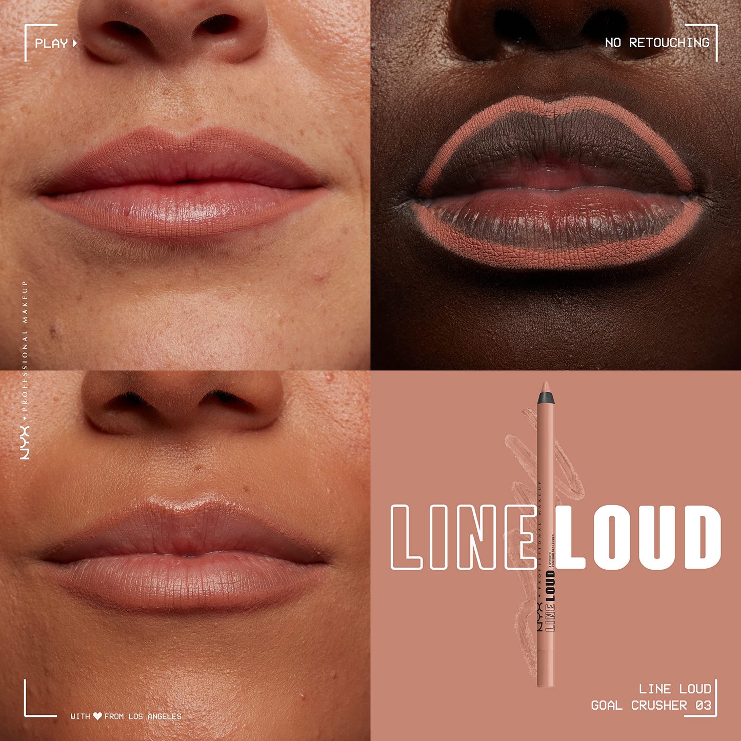 NYX PROFESSIONAL MAKEUP Line Loud Lip Liner, Longwear and Pigmented Lip Pencil with Jojoba Oil & Vitamin E - Goal Crusher (Midtone Beige) Beauty & Personal Care NYX PROFESSIONAL MAKEUP