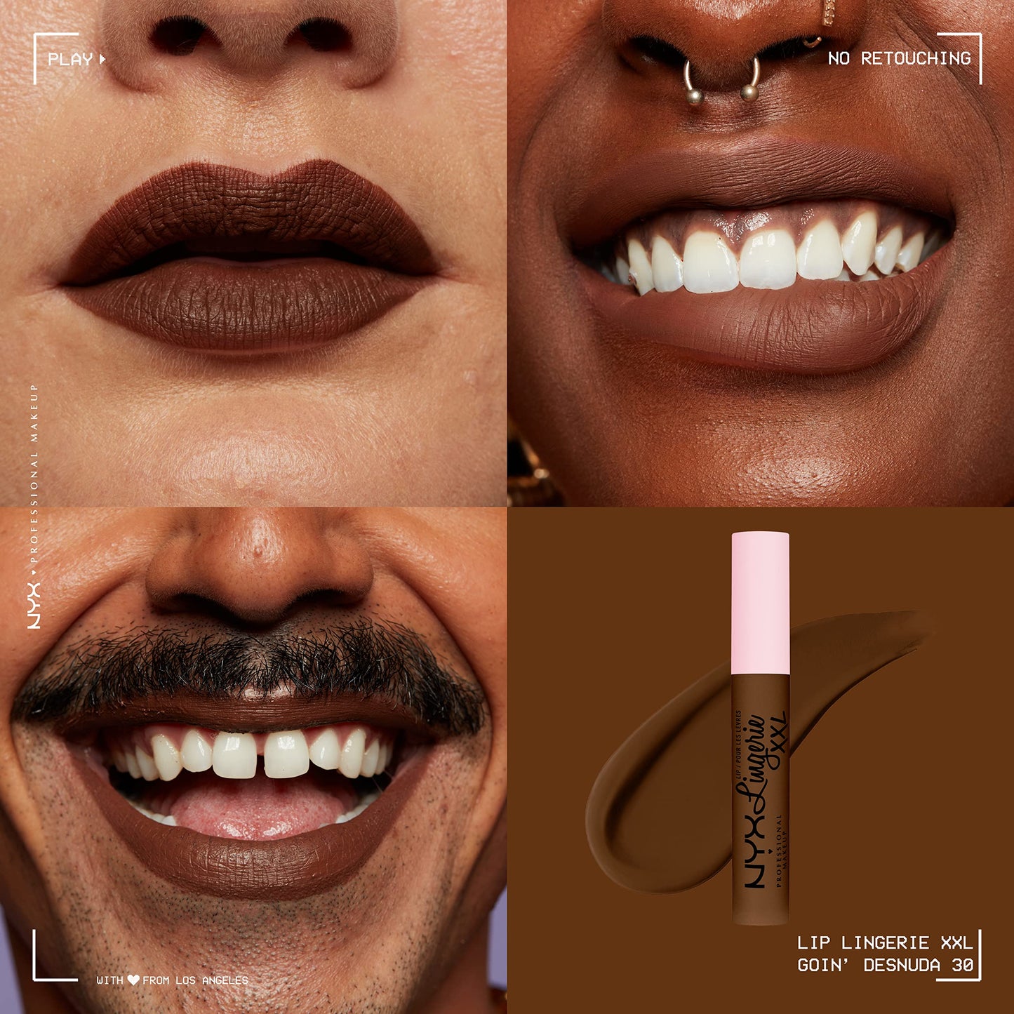 NYX PROFESSIONAL MAKEUP Lip Lingerie XXL Matte Liquid Lipstick - Goin Desnuda (Chocolate Brown) Beauty & Personal Care NYX PROFESSIONAL MAKEUP
