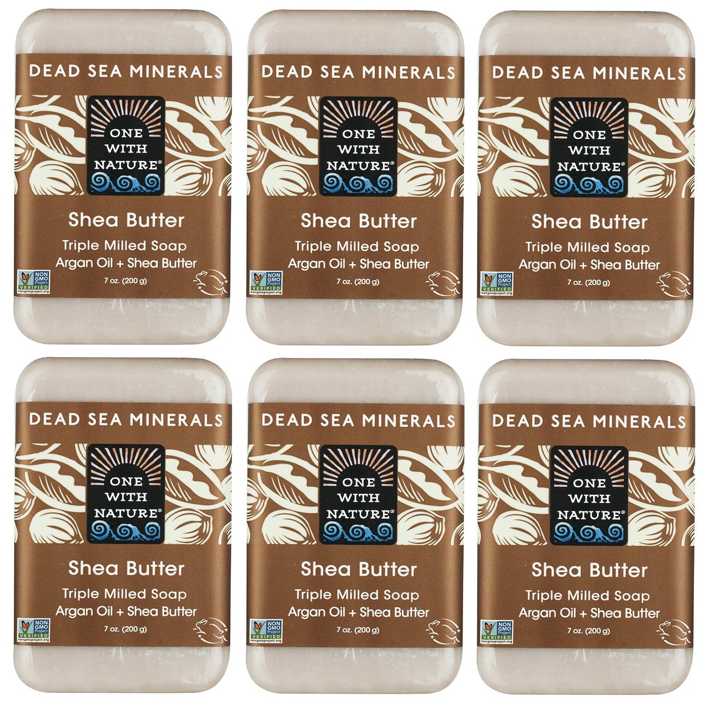 One With Nature Shea Butter Dead Sea Mineral Soap, 7 Ounce Bars (Pack of 6) Beauty & Personal Care One With Nature