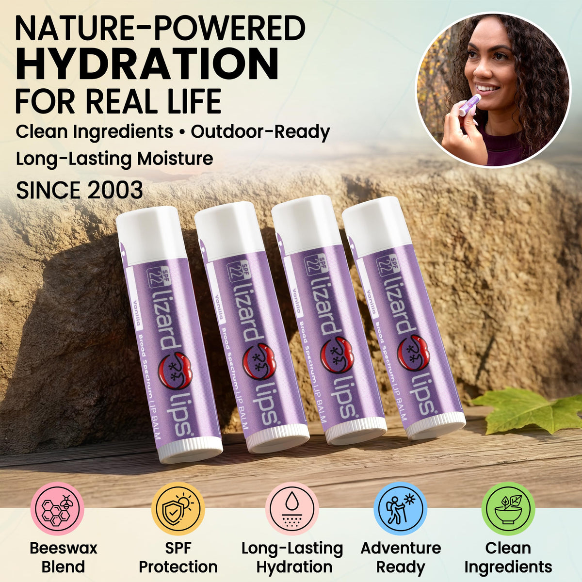 Lizard Lips SPF 22 Lip Balm - Original Vanilla 4 Pack (4) Beauty & Personal Care Lizard Lips