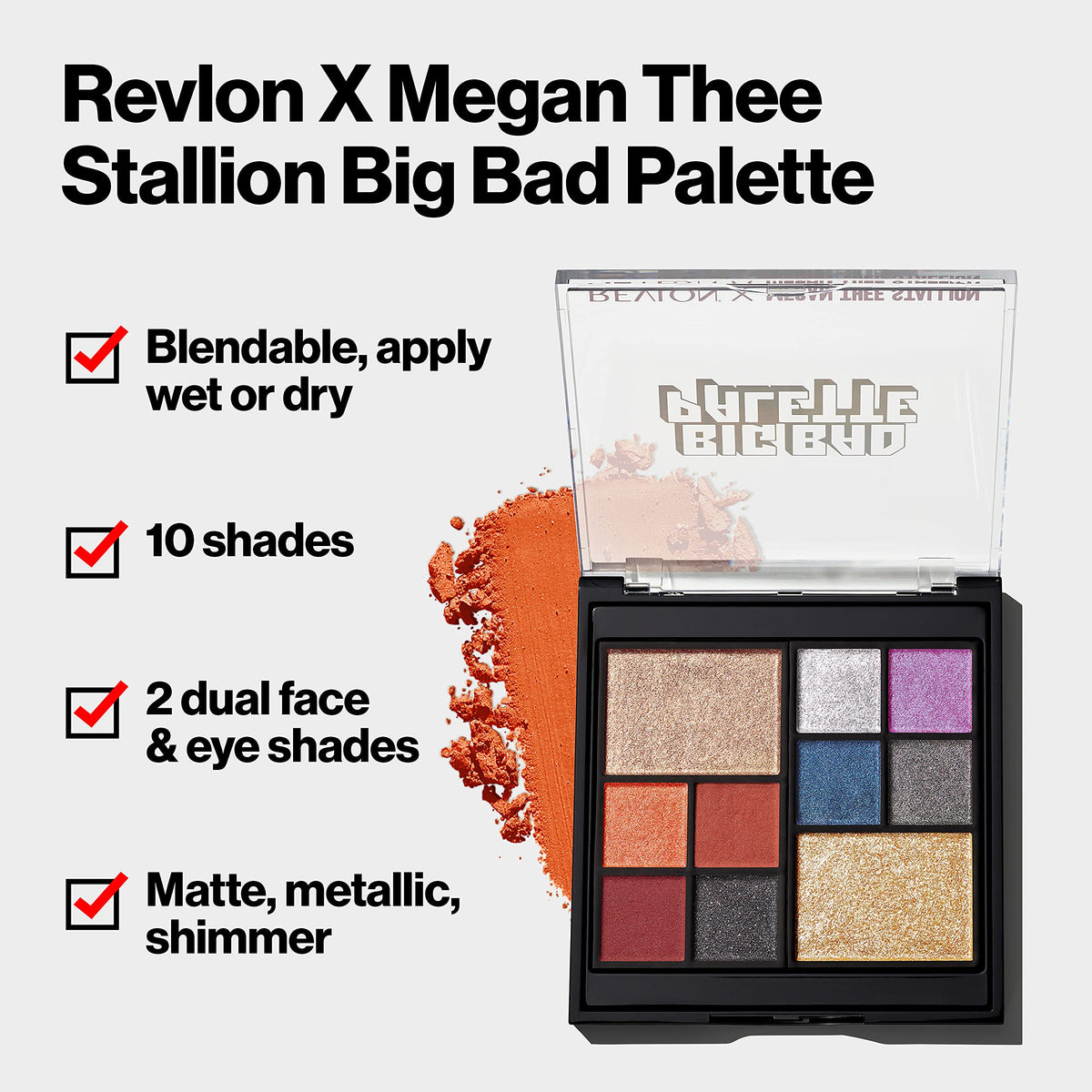 Revlon Eyeshadow Palette, Megan Thee Stallion Eye Makeup, Creamy Pigmented in Blendable Matte & Pearl Finishes, Big Bad, 001, 0.37 oz Beauty & Personal Care REVLON
