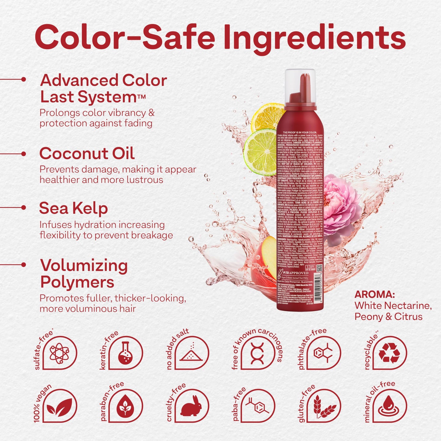 Colorproof Super Plump Whipped Bodifying Hair Mousse 7.5 Fl. Oz. Color-ProtectingMousse for Hair Volume, White Nectarine, Peony & Citrus Scent Beauty & Personal Care ColorProof