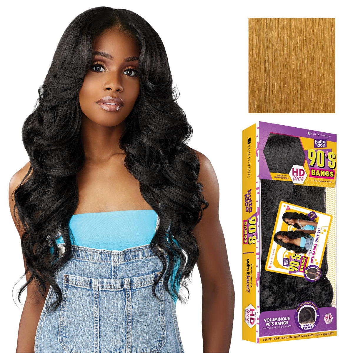 Sensationnel Butta Lace 90s Bangs Wig-Unit 911, SUNFLOWERBLONDE