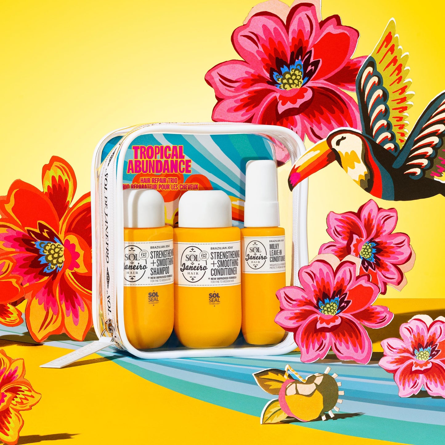 Sol de Janeiro Tropical Abundance Hair Repair Trio Travel Set | Jet Set | Sulfate Free Brazilian Joia Shampoo and Conditioner | Leave In Conditioner Beauty & Personal Care Sol de Janeiro