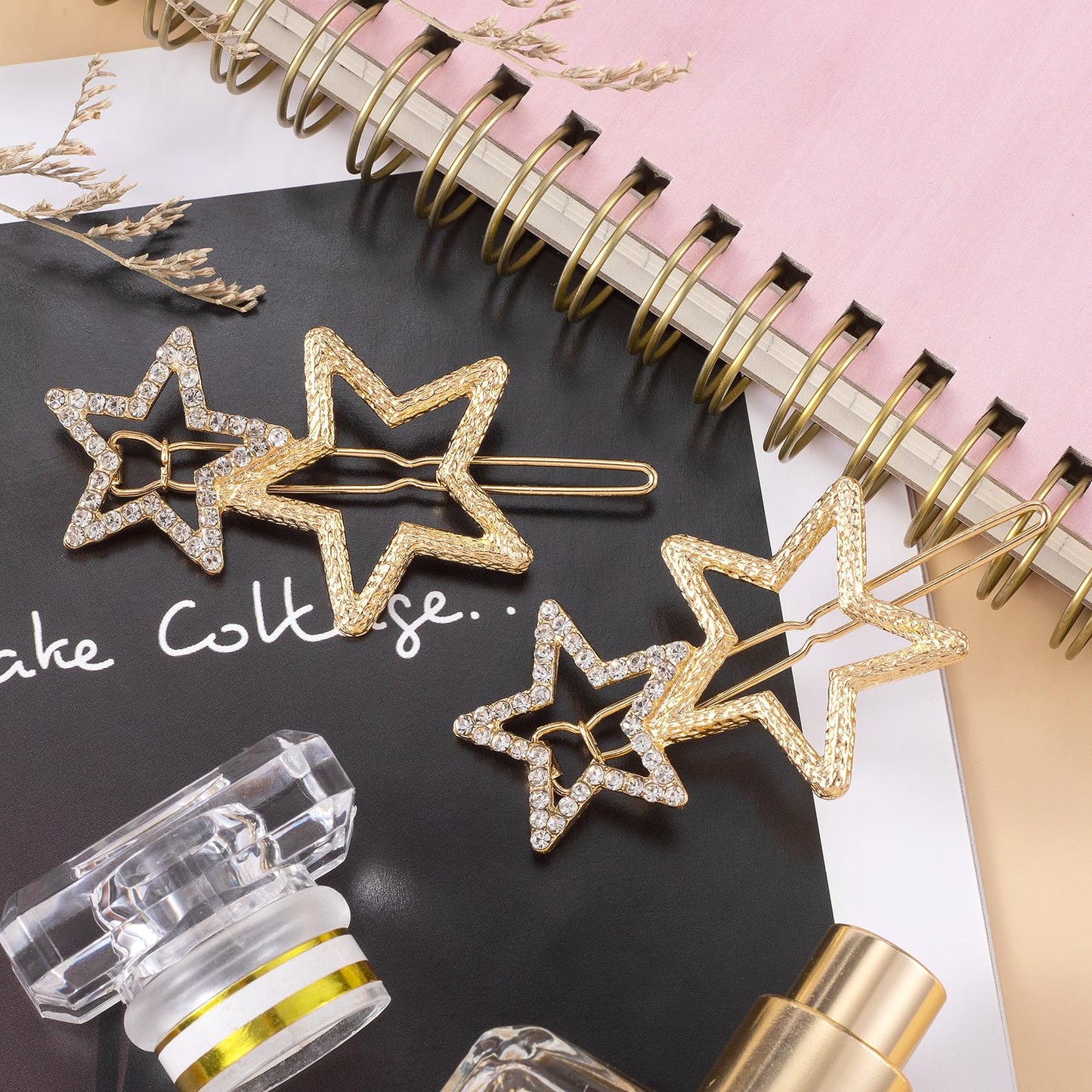 OIIKI Hair Clip, 8pcs Gold Star Hair Barrettes, Hollow Geometric Hair Pins with Rhinestone, Elegant Metal Hair Clips for Women Girls Hair Styling Beauty & Personal Care OIIKI