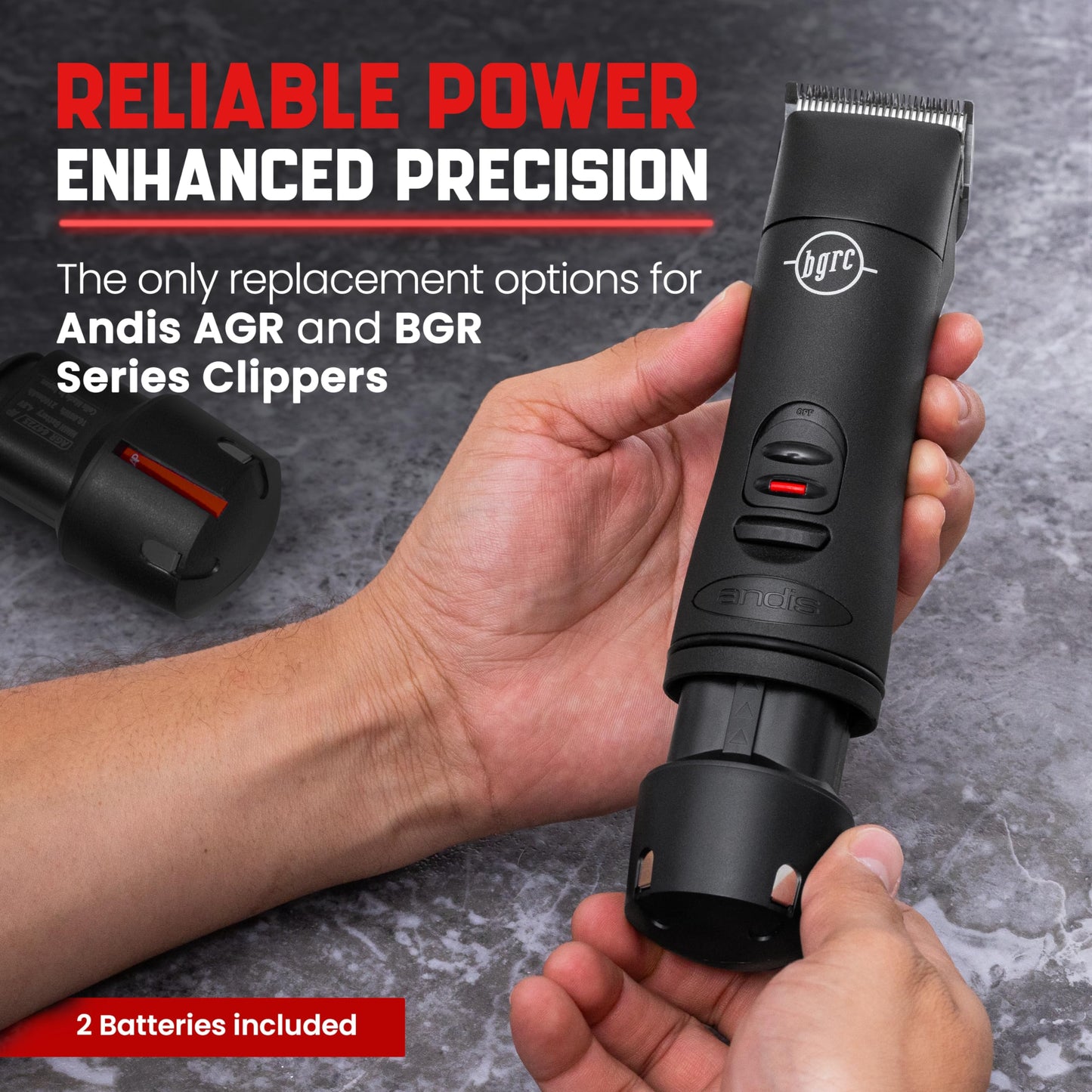 Pack of Two High-Capacity Replacement Batteries for Andis PowerGroom AGR and BGR Clippers. NiMH, 2100mAh, Japanese Cells. Compatible with Andis Bgrc. Beauty and Personal Care Artisan Power