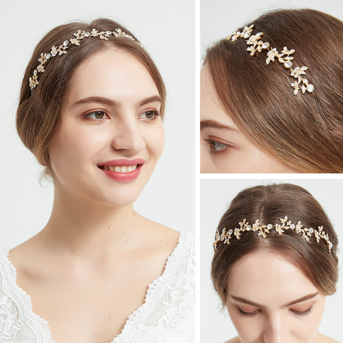Ammei Headpiece Crystal Headband Bridal Tiara Flower Shape Women's Headpiece Metal Rhinestone Headbands