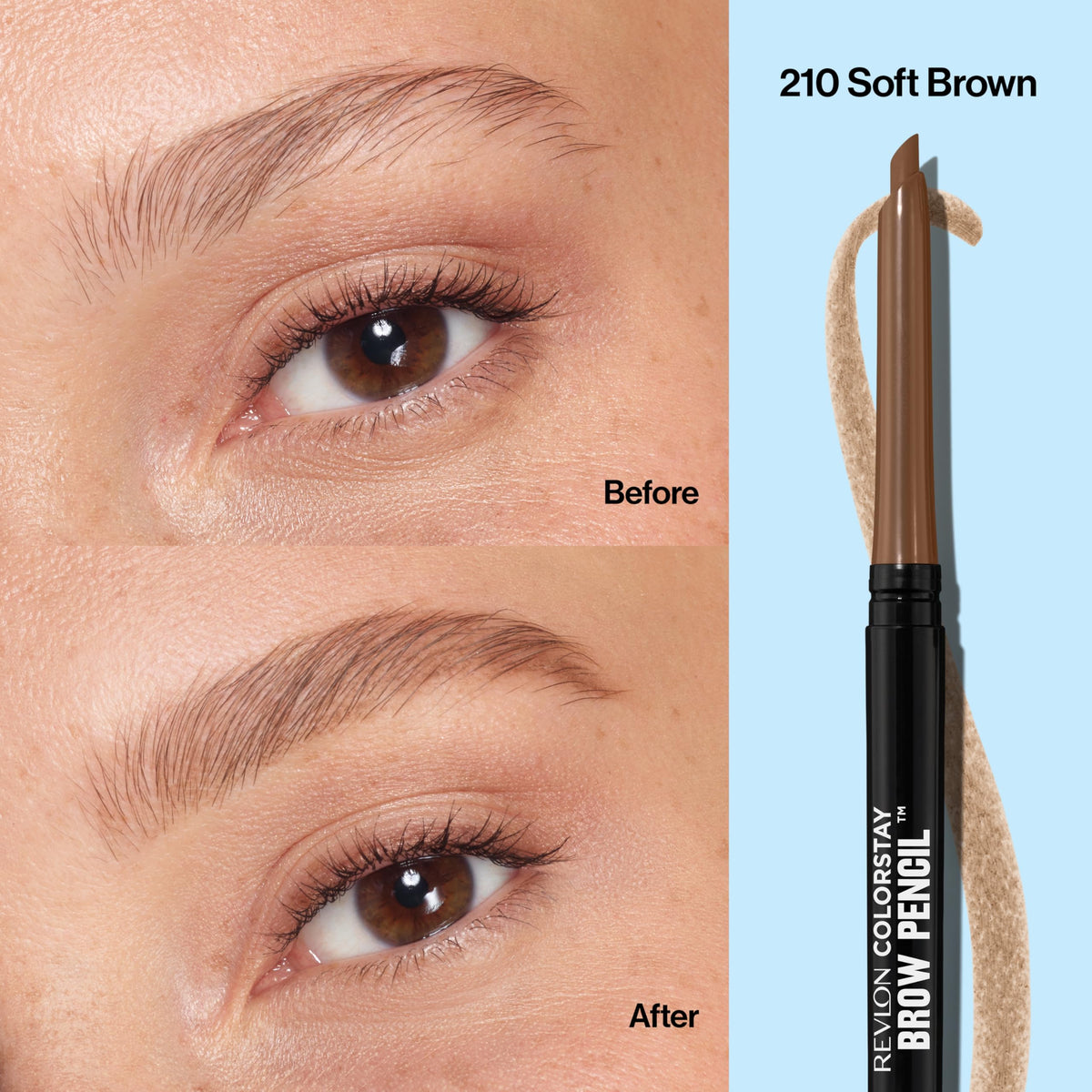 Revlon ColorStay Eyebrow Pencil with Spoolie Brush, Waterproof, Hair-Like Strokes, Stocking Stuffer for Her, 210 Soft Brown, 0.021 oz Beauty & Personal Care REVLON