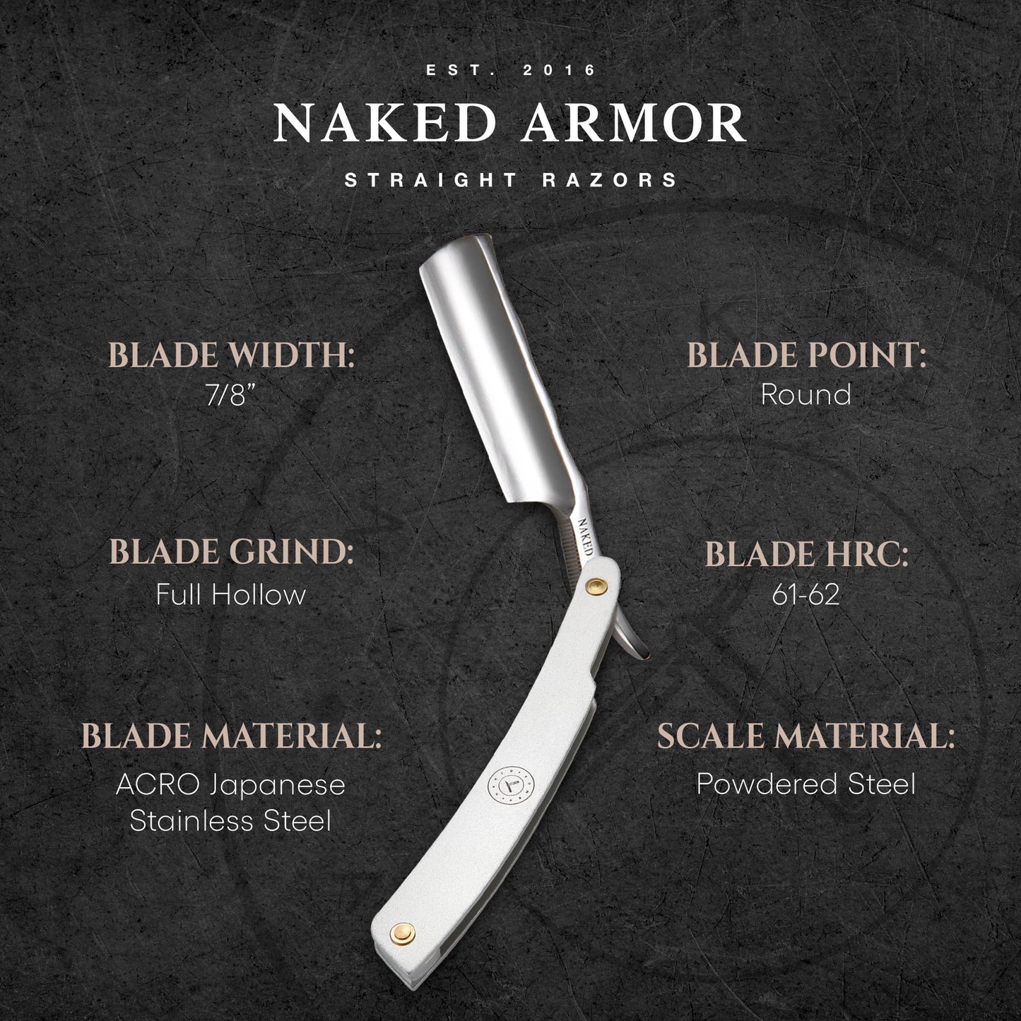 Naked Armor Merlin Straight Razor Kit, Straight Razor Shaving Kit for Men with Japanese Stainless Steel 7/8 Blade, Leather Strop, Shave Soap, Shaving Beauty and Personal Care Naked Armor