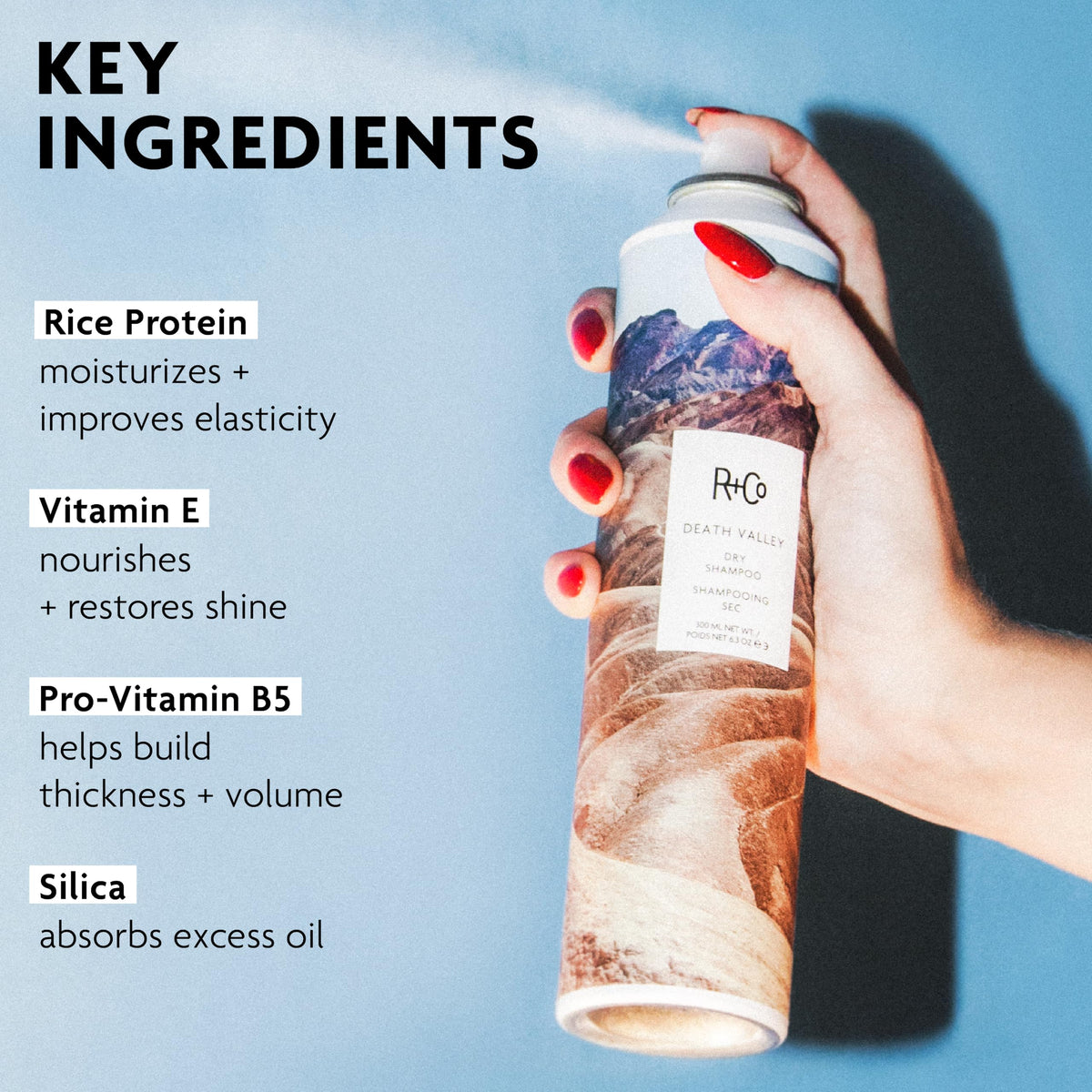 R+Co DEATH VALLEY Dry Shampoo, 6 oz/223 mL, Rosy Eyed Scent
