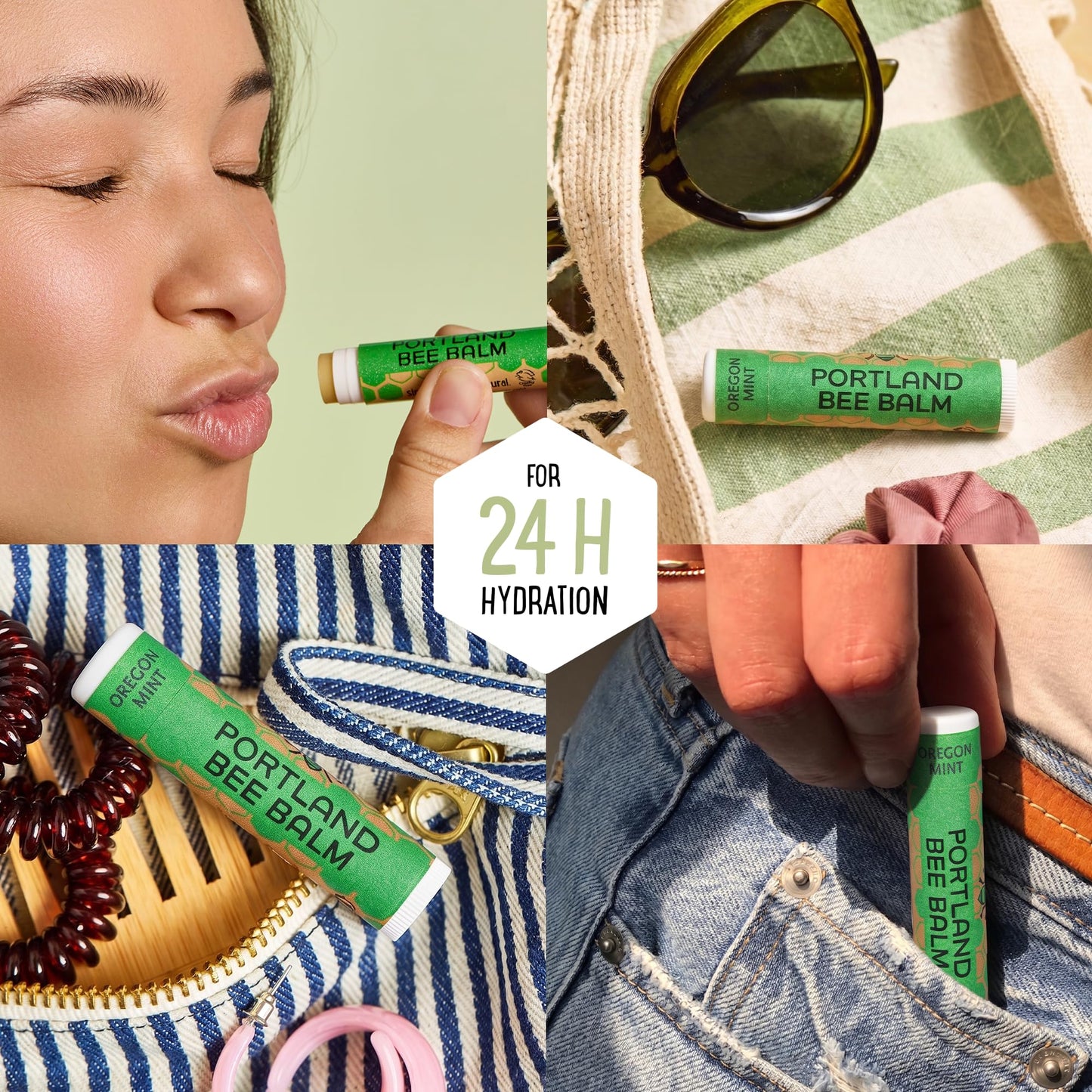 Portland Bee Balm All Natural Handmade Beeswax Lip Balm with Organic Coconut and Olive Oil (Oregon Mint) - 9 Count - Natural Lip Balm, Cruelty Free Beauty and Personal Care Portland Bee Balm