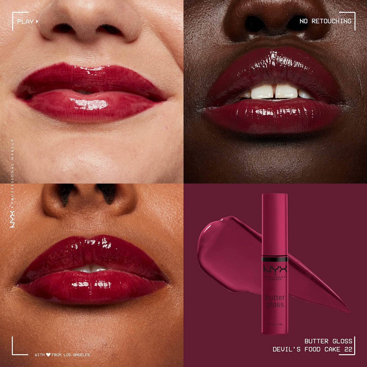 NYX PROFESSIONAL MAKEUP Butter Gloss, Non-Sticky Lip Gloss - Devil's Food Cake (Deep Plum) Beauty & Personal Care NYX PROFESSIONAL MAKEUP
